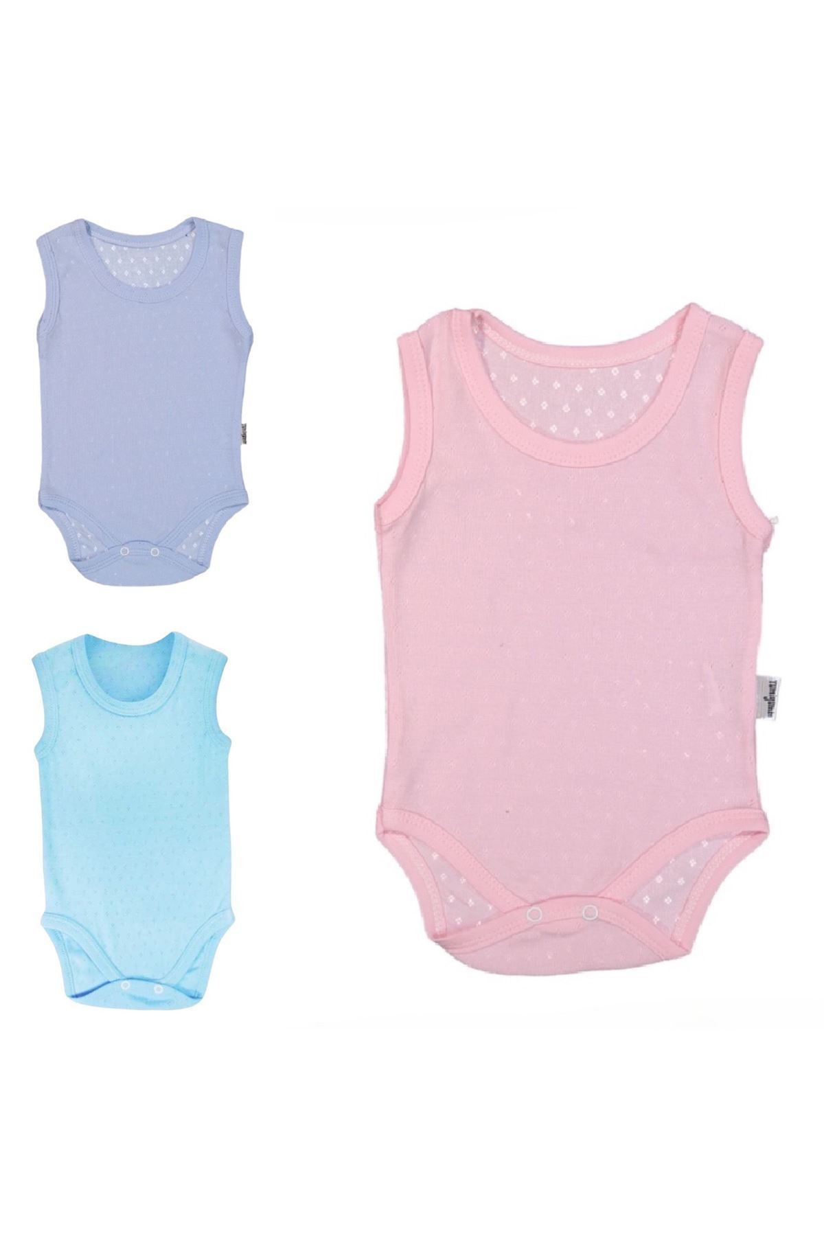 %100 Pamuk Jakarlı Çıtçıtlı Bebe Zıbın 1-9 Ay Pembe 7088-P