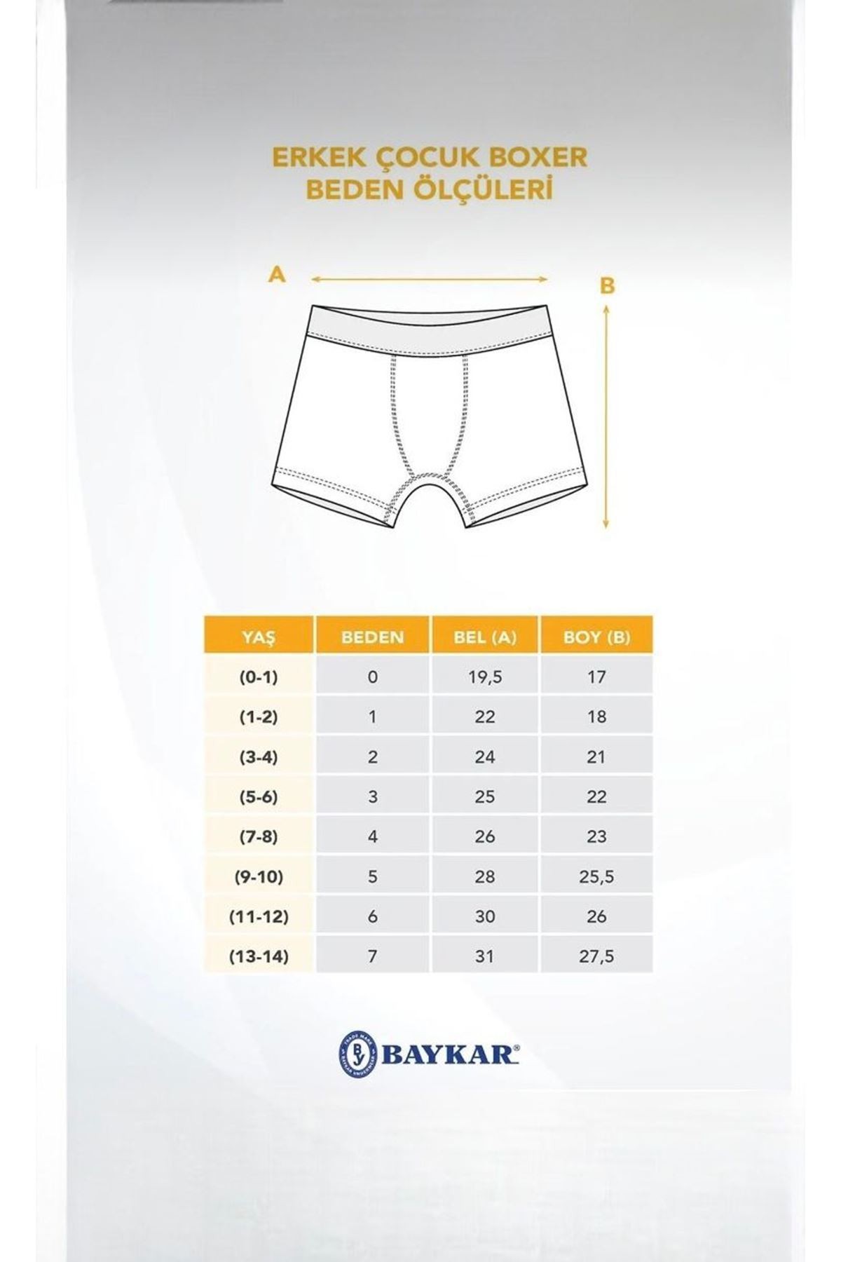 Baykar Karışık Desen 3lü Erkek Çocuk Boxer Seti 3378