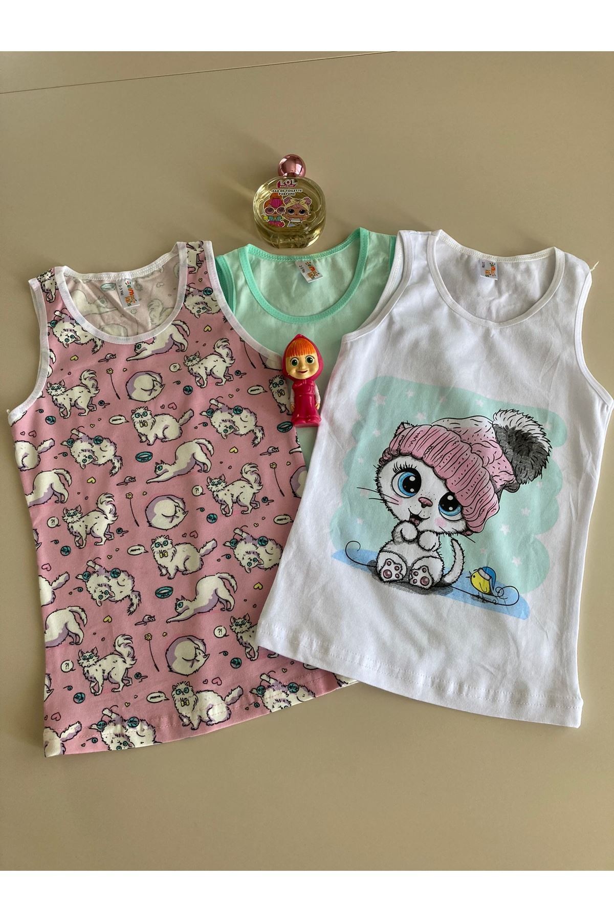 ELMAS Karışık Desen 3lü Kız Çocuk Atlet Set A-043