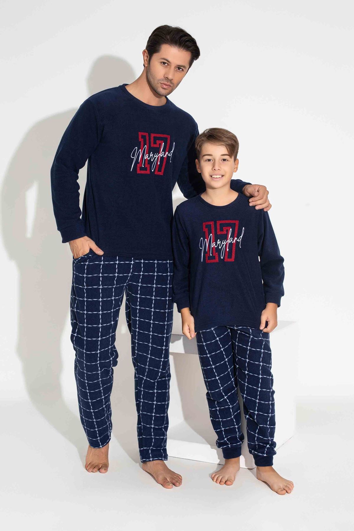 TARP Lacivert Polar Erkek Çocuk Pijama Takımı 7-15 Yaş 3757-3758-L