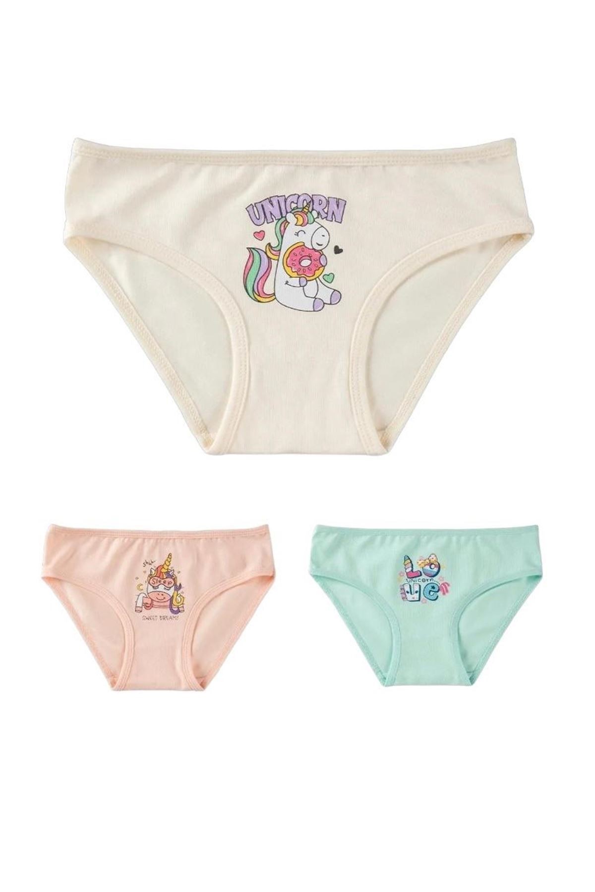 Baykar Karışık Desen 3lü Kız Çocuk Slip Seti 5690