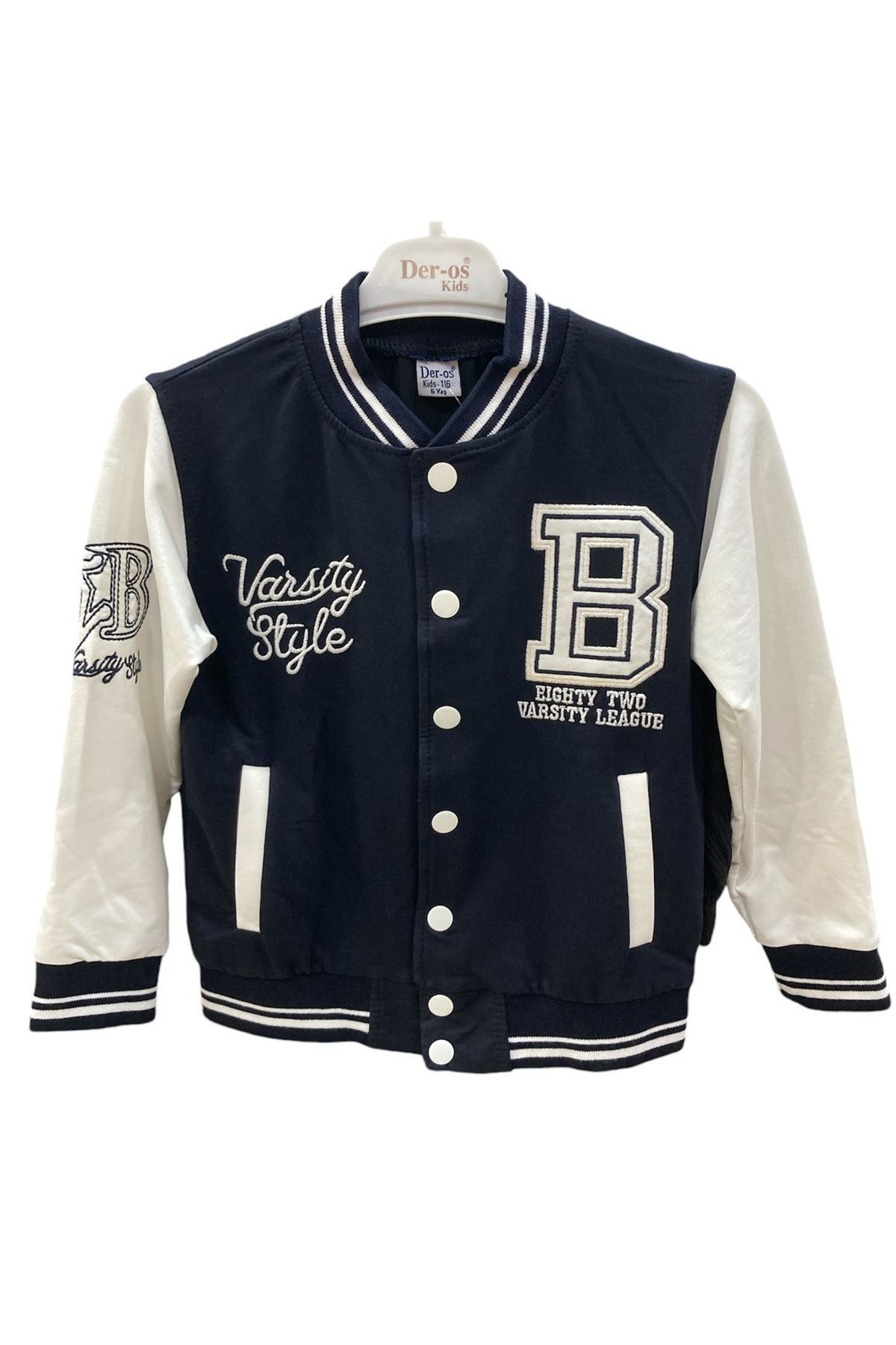 GLRB Deros Lacivert 2İp Varsıty Style Baskılı Unisex Çocuk Kolej Ceket 1007172-L