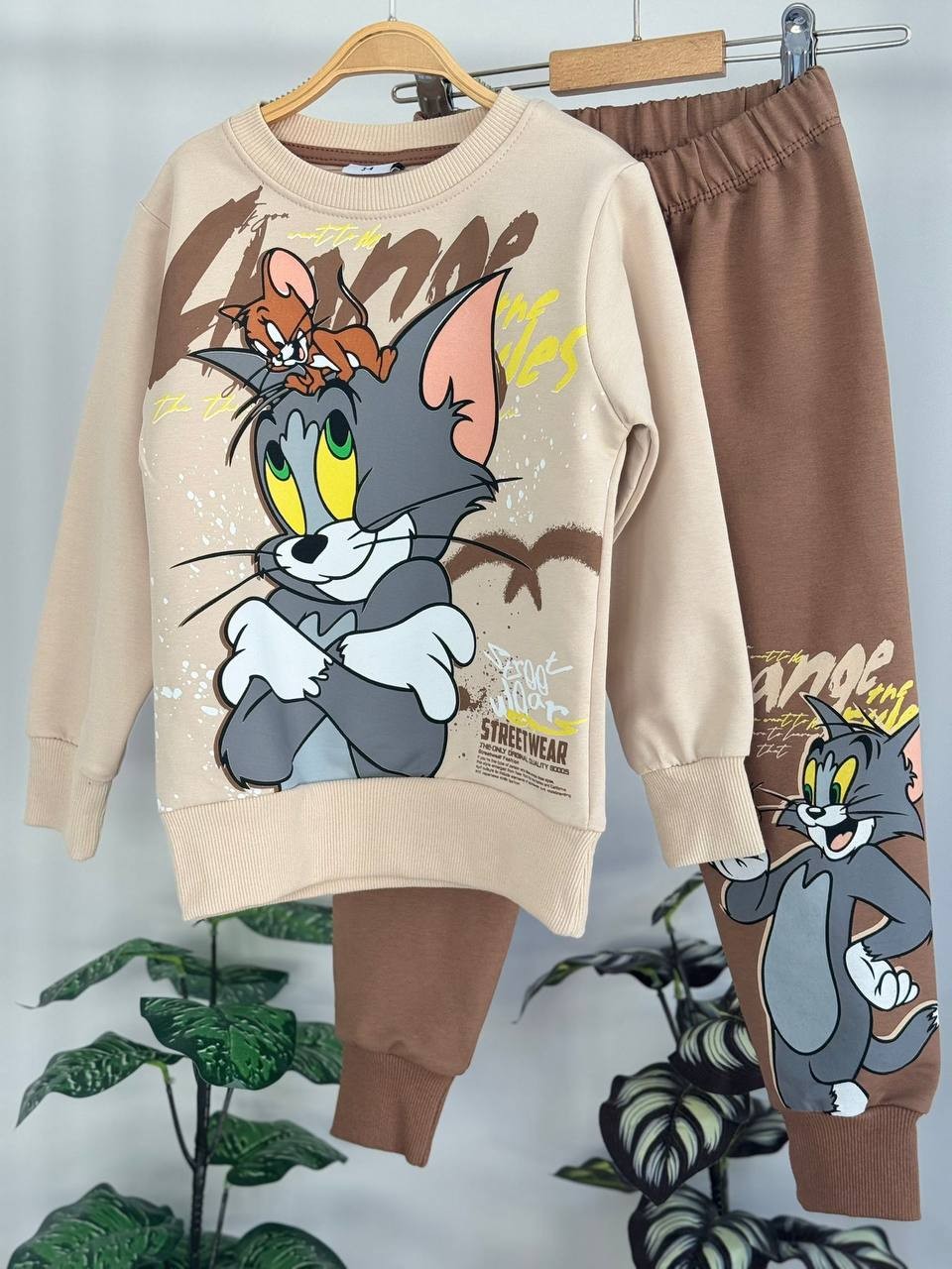 PJK2İ Tom&Jerry Desenli 2 İp %100 Pamuk Erkek Çocuk Eşofman Takımı 3-10 Yaş 8237 - KAHVERENGİ