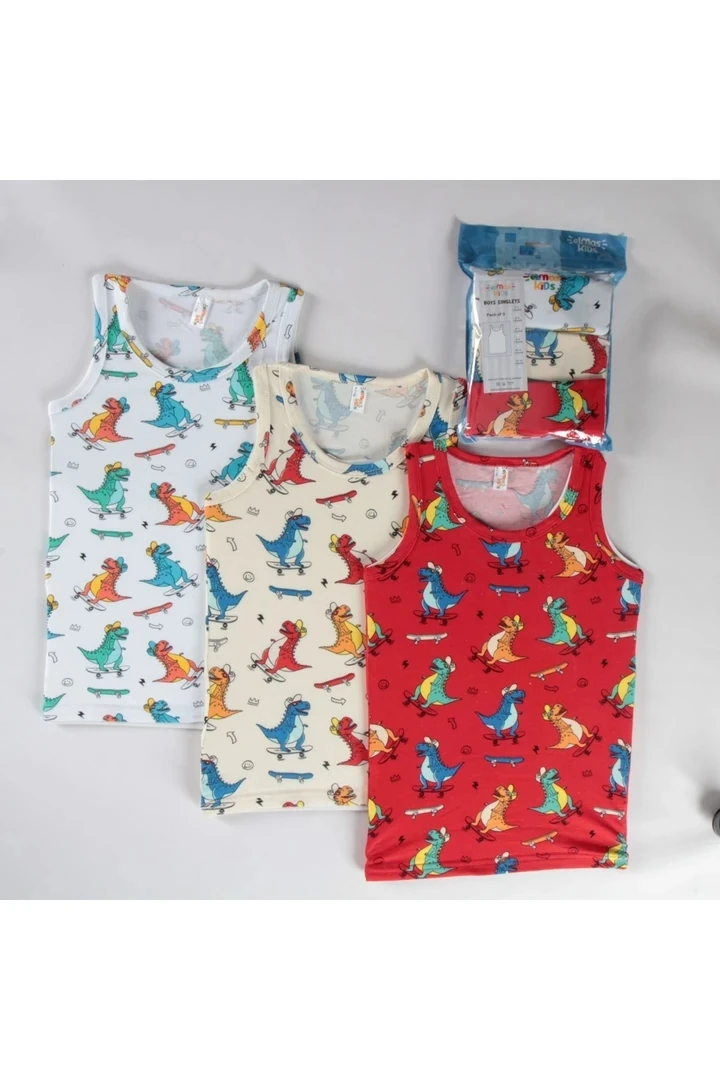 ELMAS Karışık Desen 3lü Erkek Çocuk Atlet Set A-126