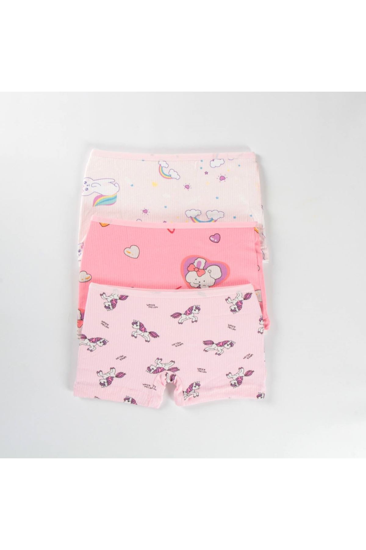 ELM Fitilli Kumaş Karışık Desen 3lü Kız Çocuk Boxer Set B-71