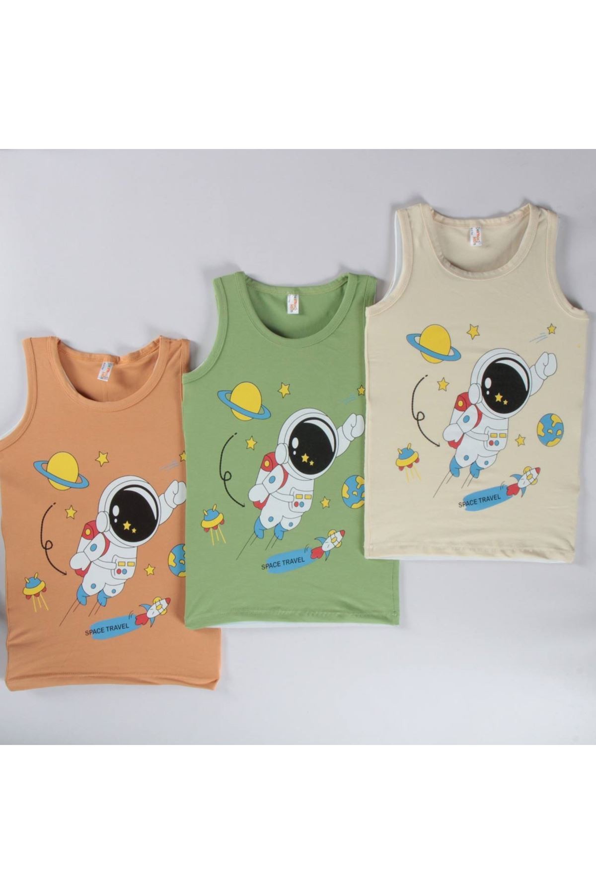 ELMAS Karışık Desen 3lü Erkek Çocuk Atlet Set A-119