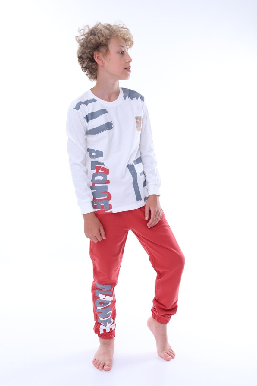 İSOBGİV Alone Desenli %100 Pamuk Erkek Çocuk Pijama Takımı 7-11Yaş 24038