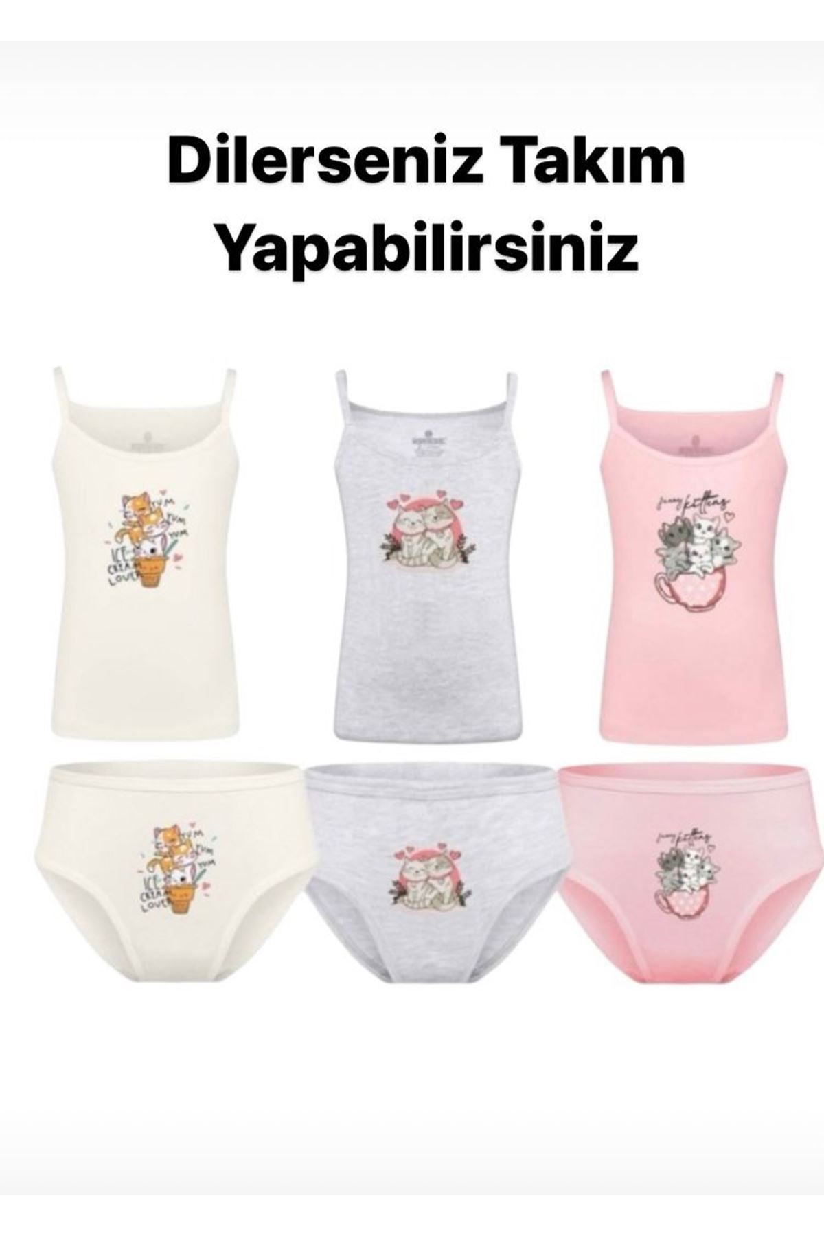 Baykar Karışık Desen 3lü Kız Çocuk Slip Seti 5682