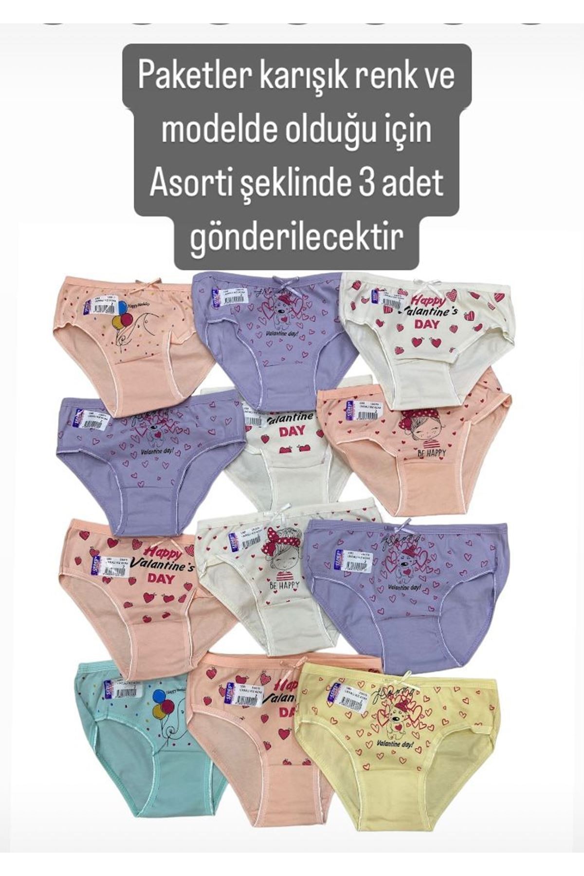 SDF Fiyonklu Asorti Karışık Renk ve Model 3lü Kız Slip Set 1083