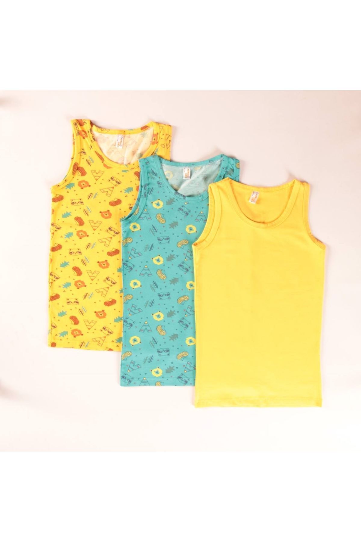 ELMAS Karışık Desen 3lü Erkek Çocuk Atlet Set A-107