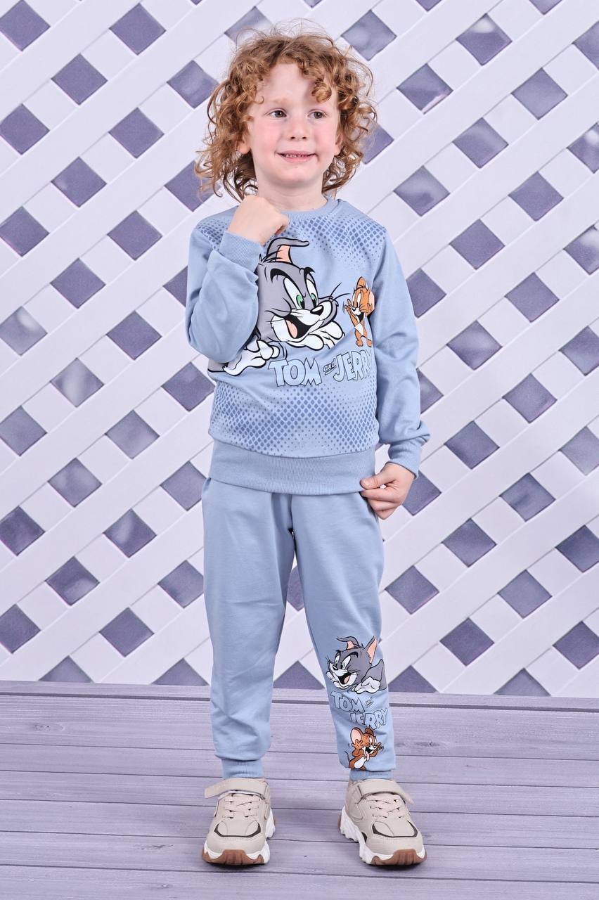 PJK2İ Tom&Jerry Desenli 2 İp %100 Pamuk Erkek Çocuk Eşofman Takımı 3-10 Yaş 8129 - LACİVERT