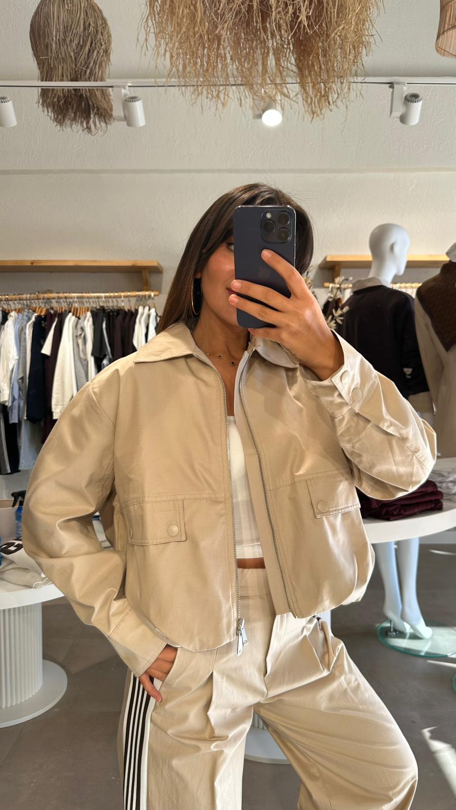 Sırtı Şeritli Oversize Ceket 