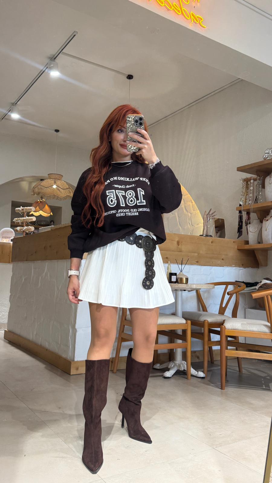 Beli Lastikli Pileli Etek