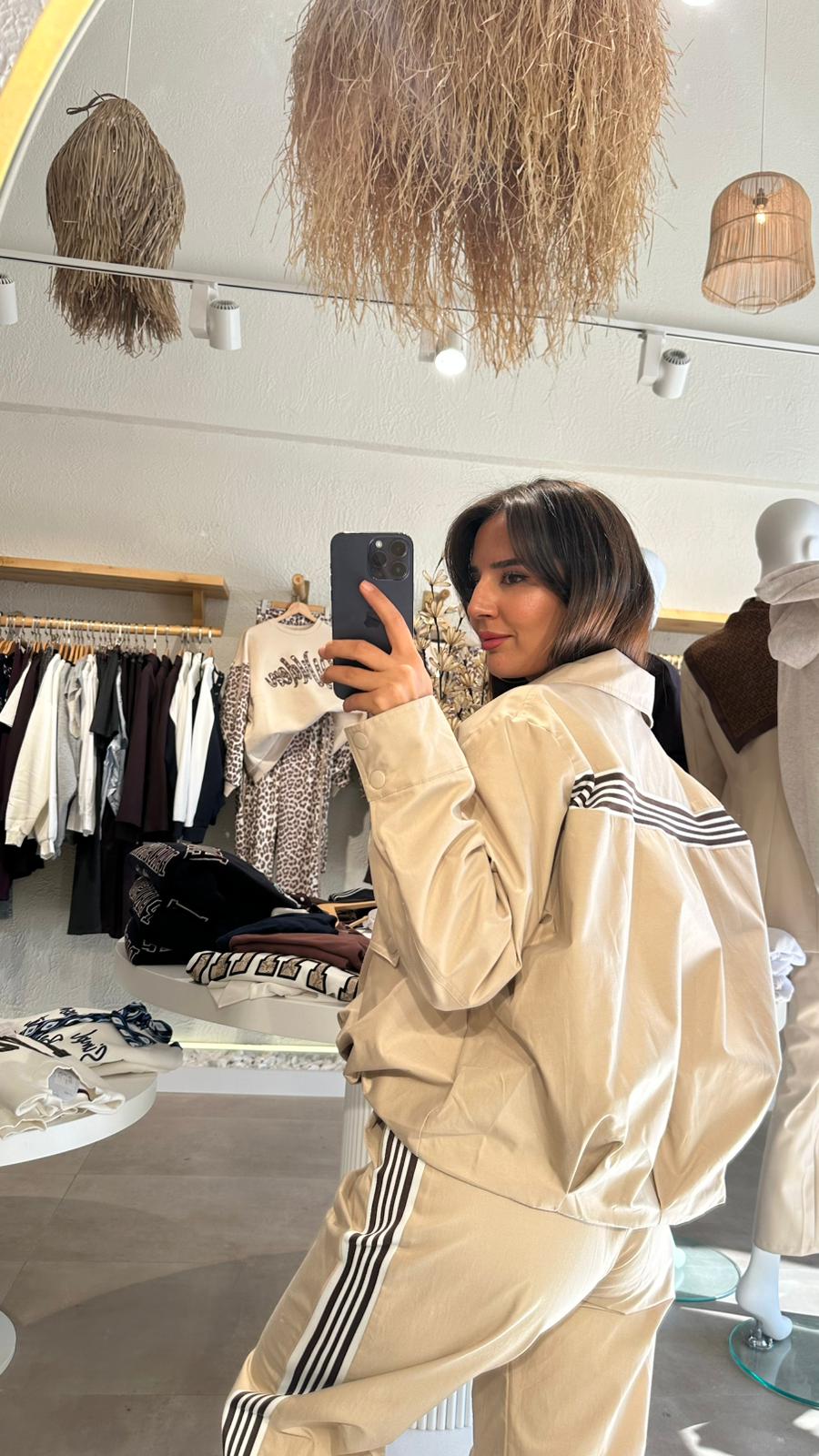 Şeritli Oversize Ceket Pantolon Takım 
