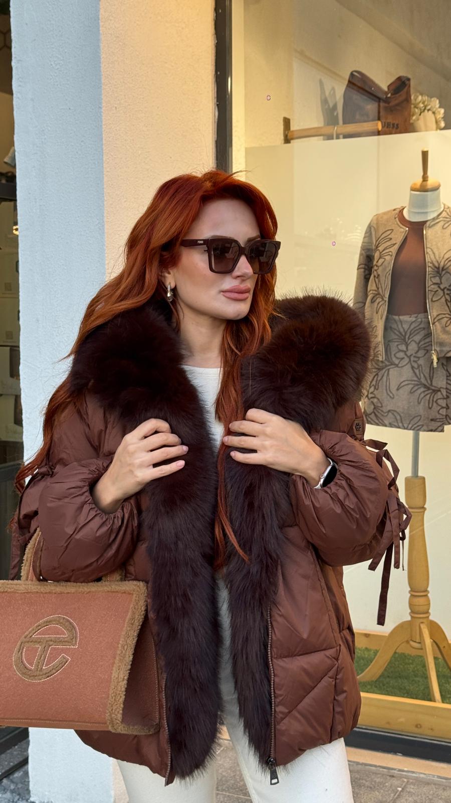 Kürk Detaylı Şişme Mont 