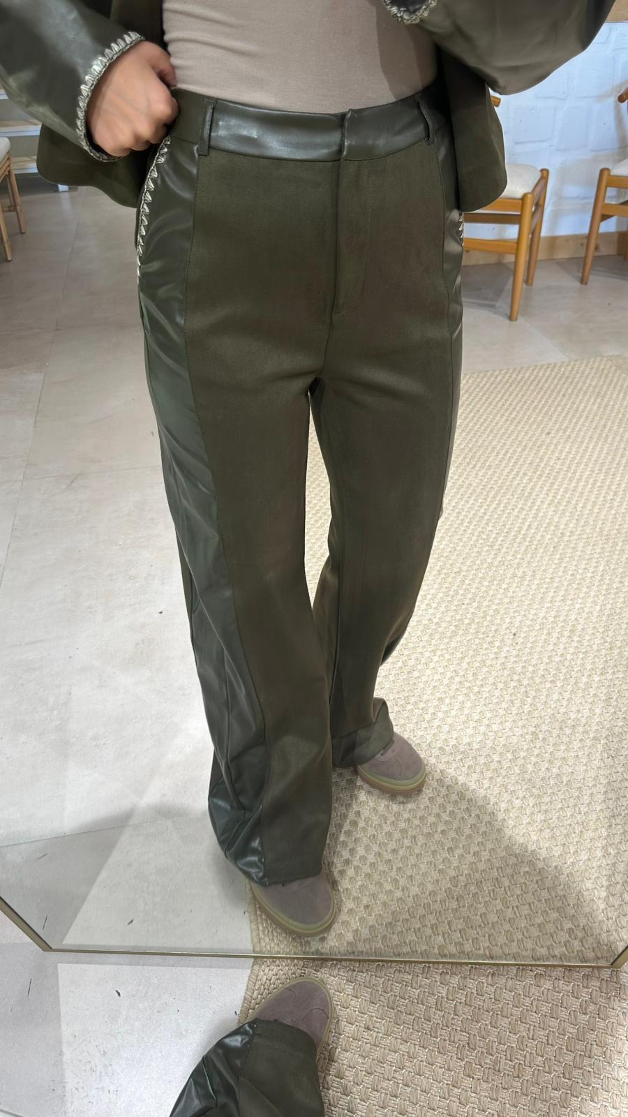 Haki Süet Deri Pantolon