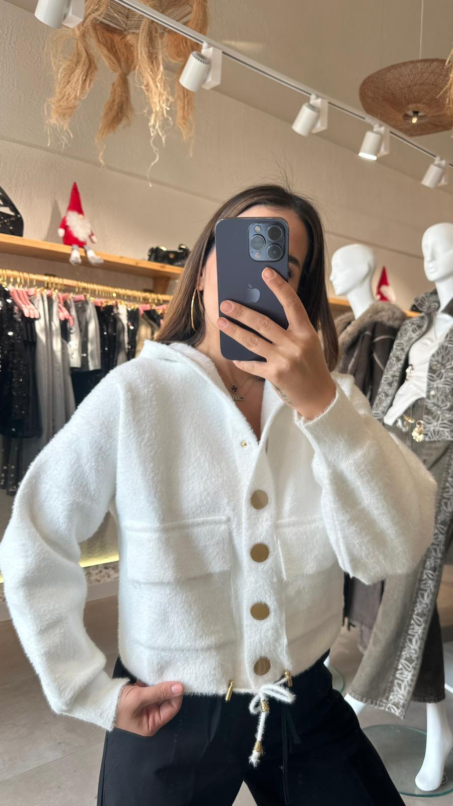 Gold Düğmeli Ceket - EKRU