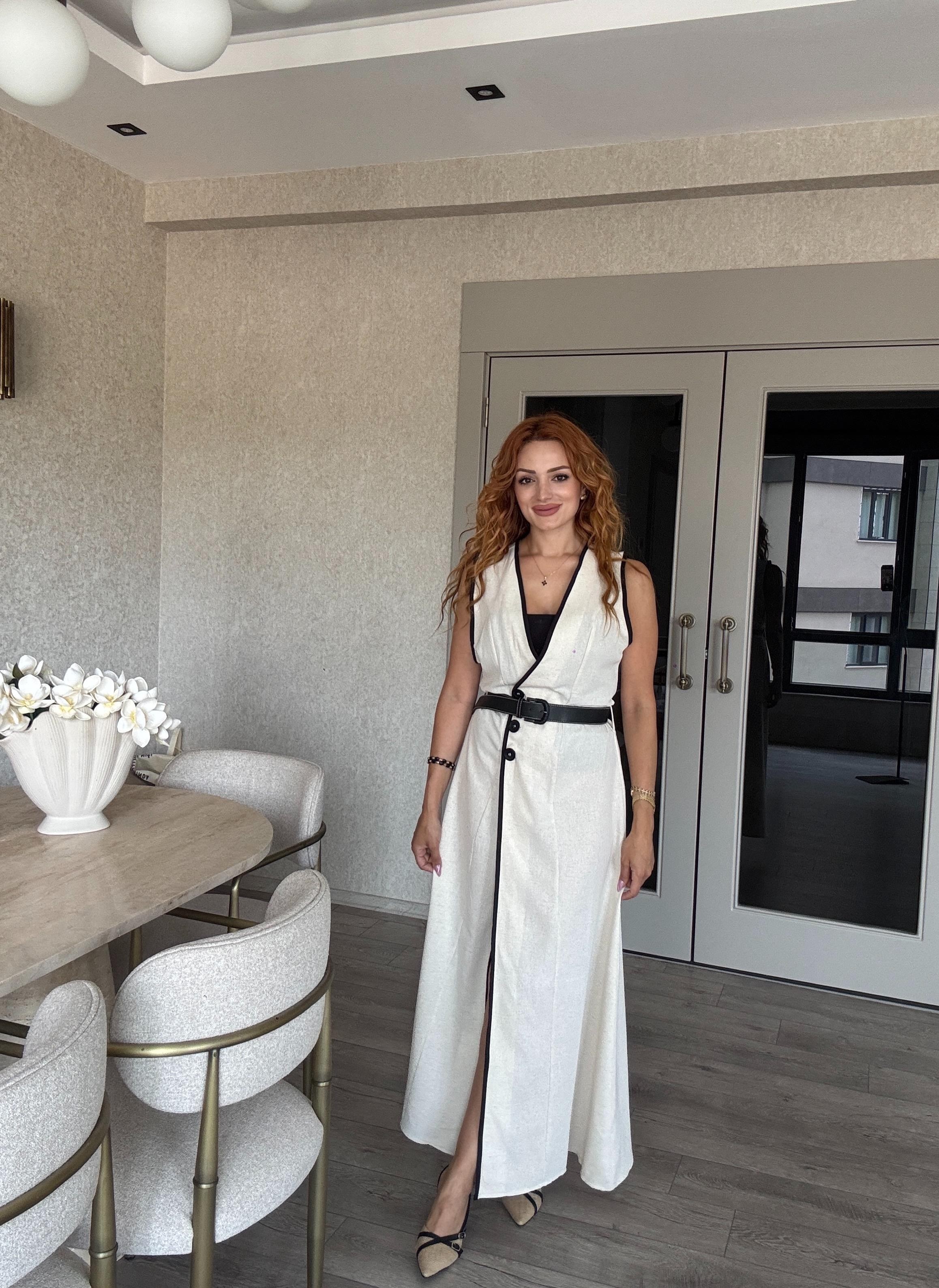 Zra Model Keten Kemerli Elbise