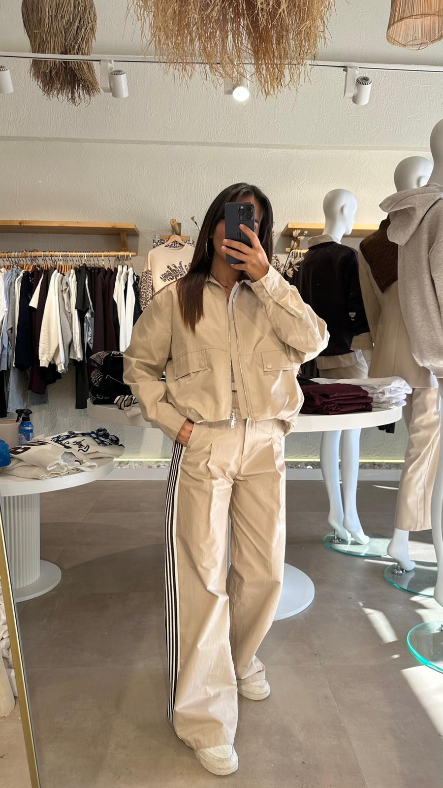 Şeritli Oversize Ceket Pantolon Takım 