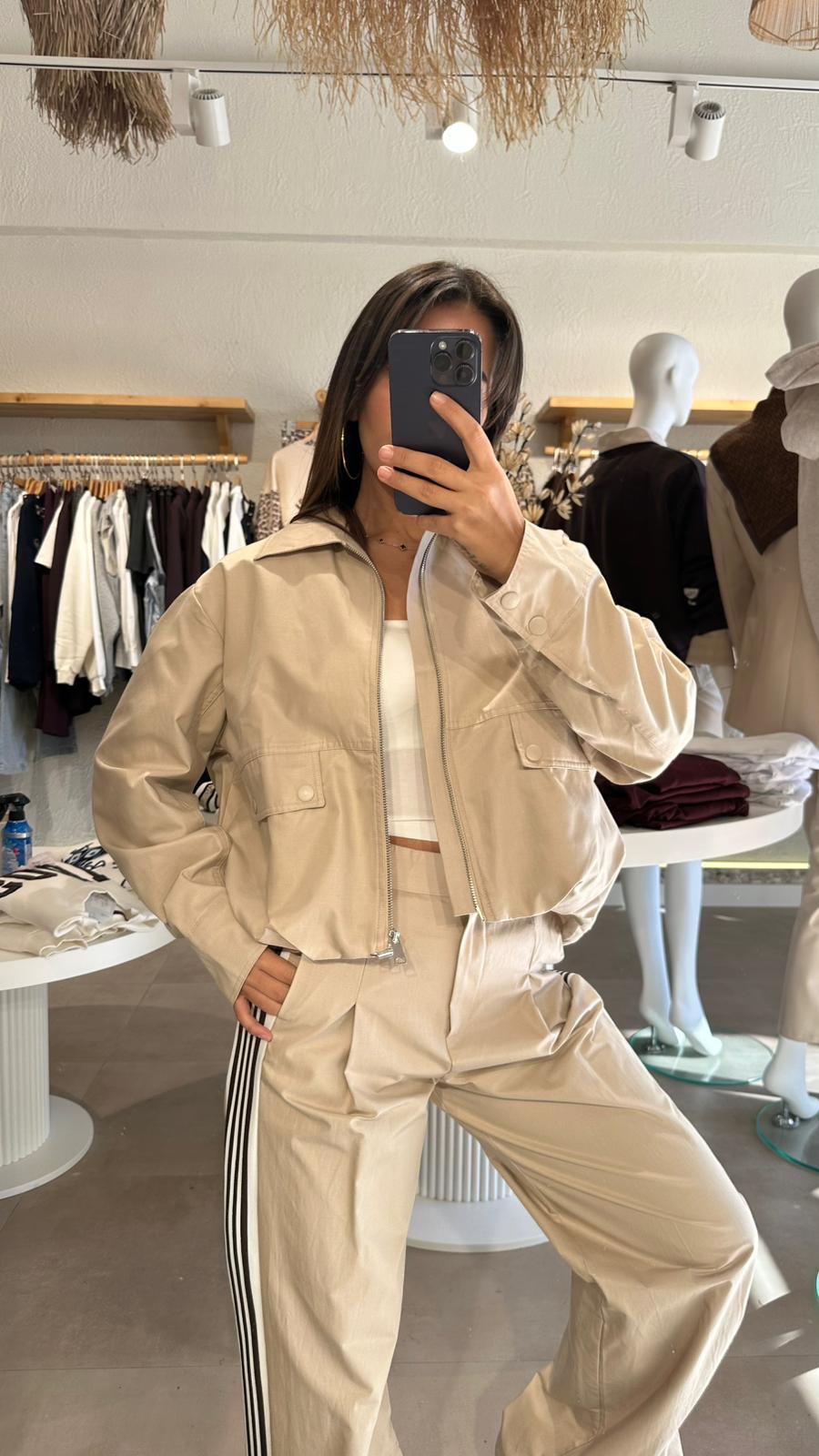 Şeritli Oversize Ceket Pantolon Takım 