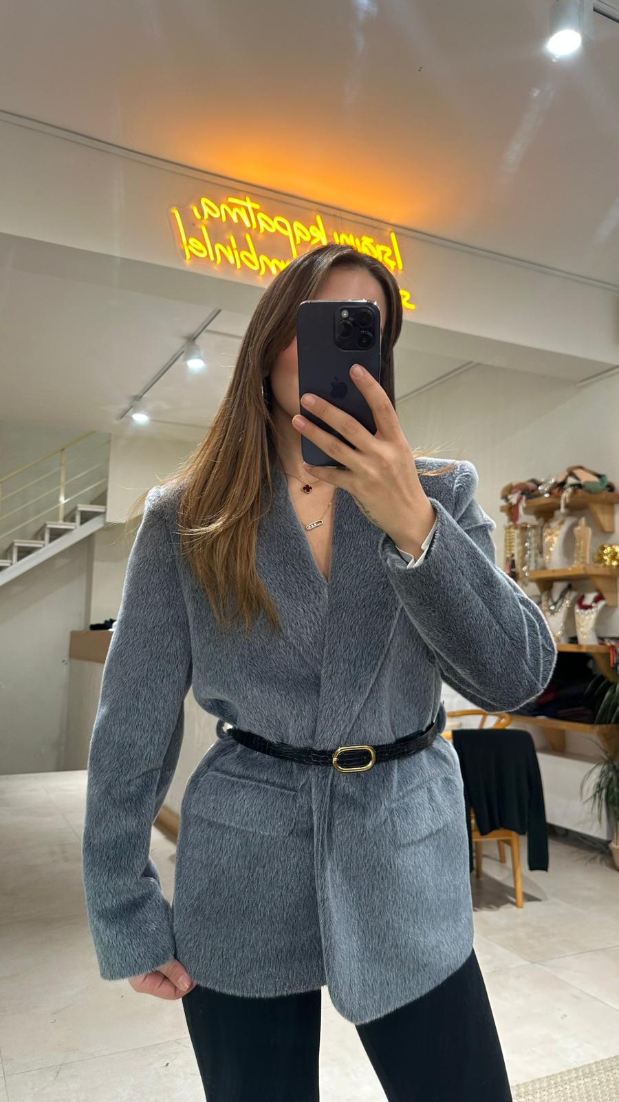 Peluşlu Ceket - gri