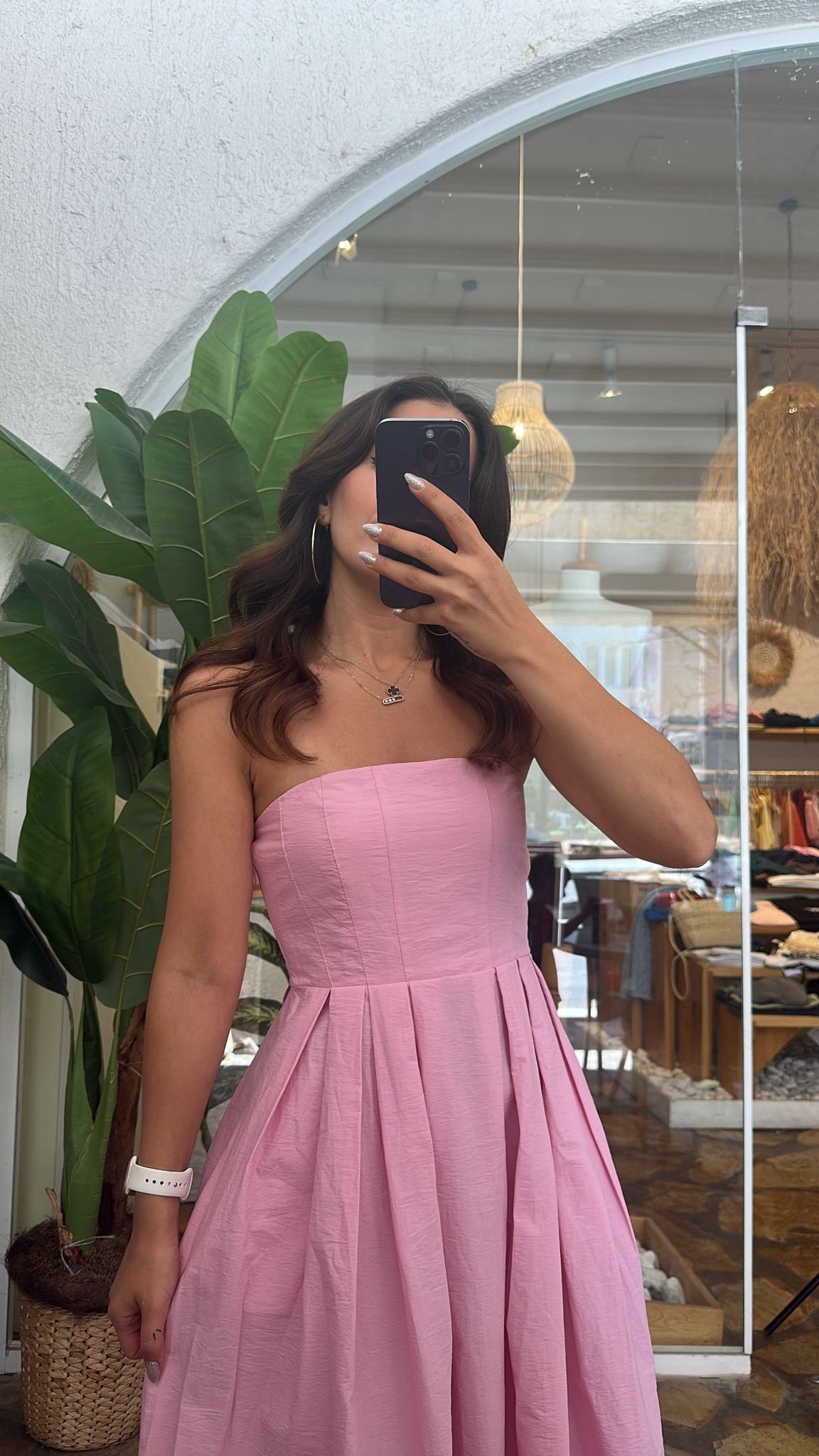 Straplez Elbise  - pembe