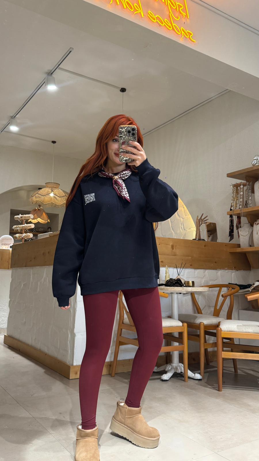 Fularlı Lacivert Sweat