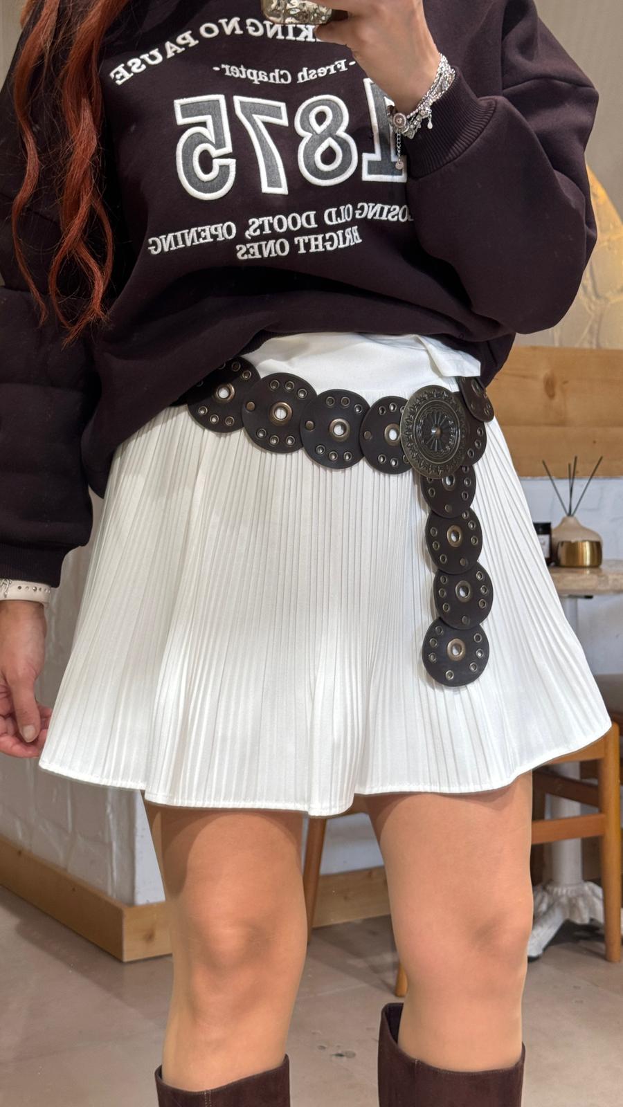 Beli Lastikli Pileli Etek