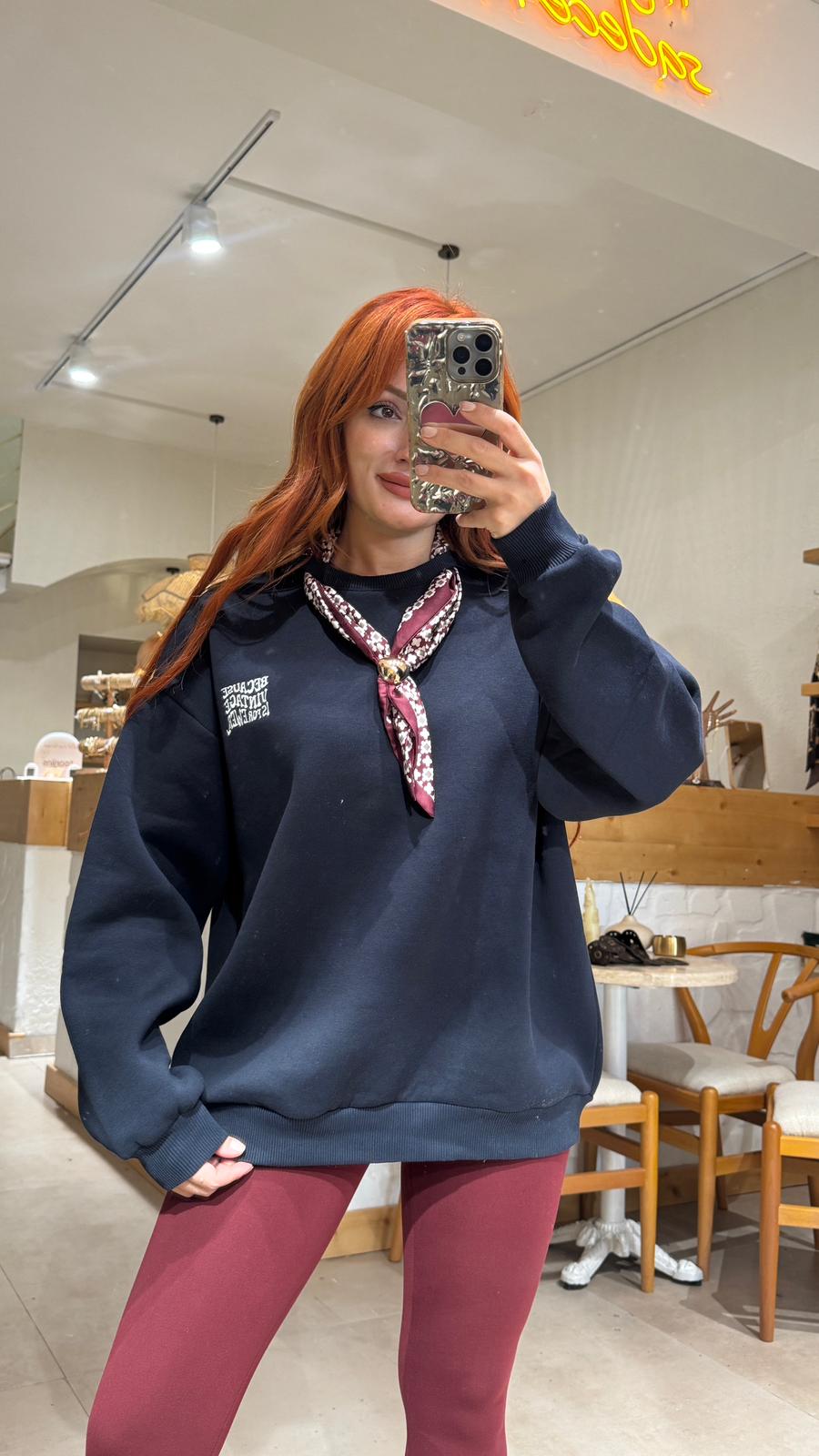 Fularlı Lacivert Sweat