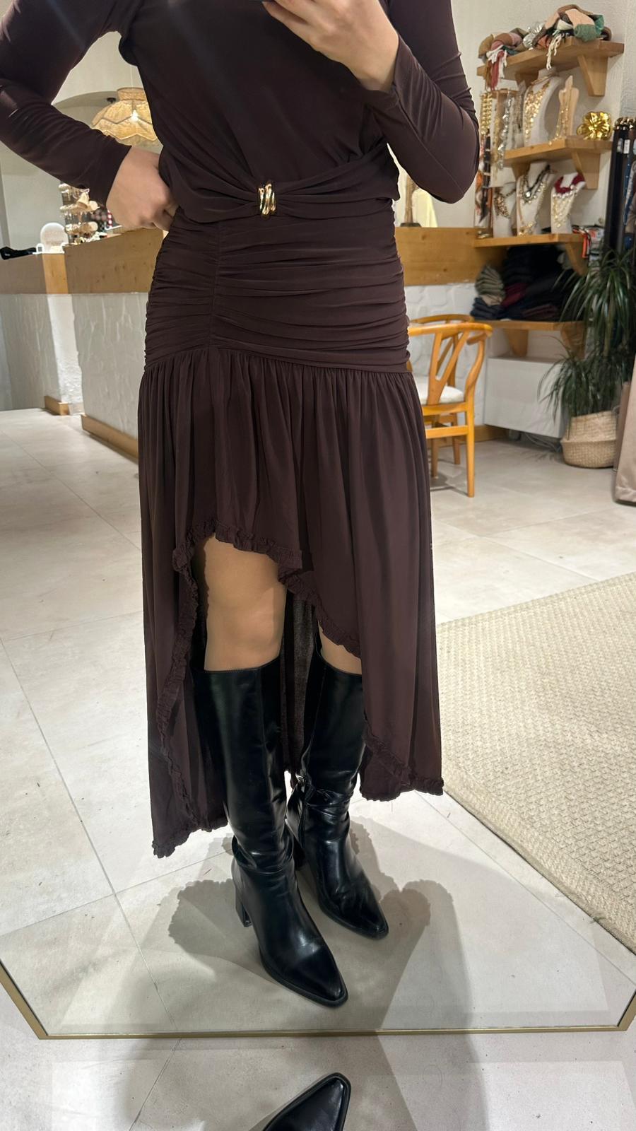 Fırfırlı Etek - kahverengi