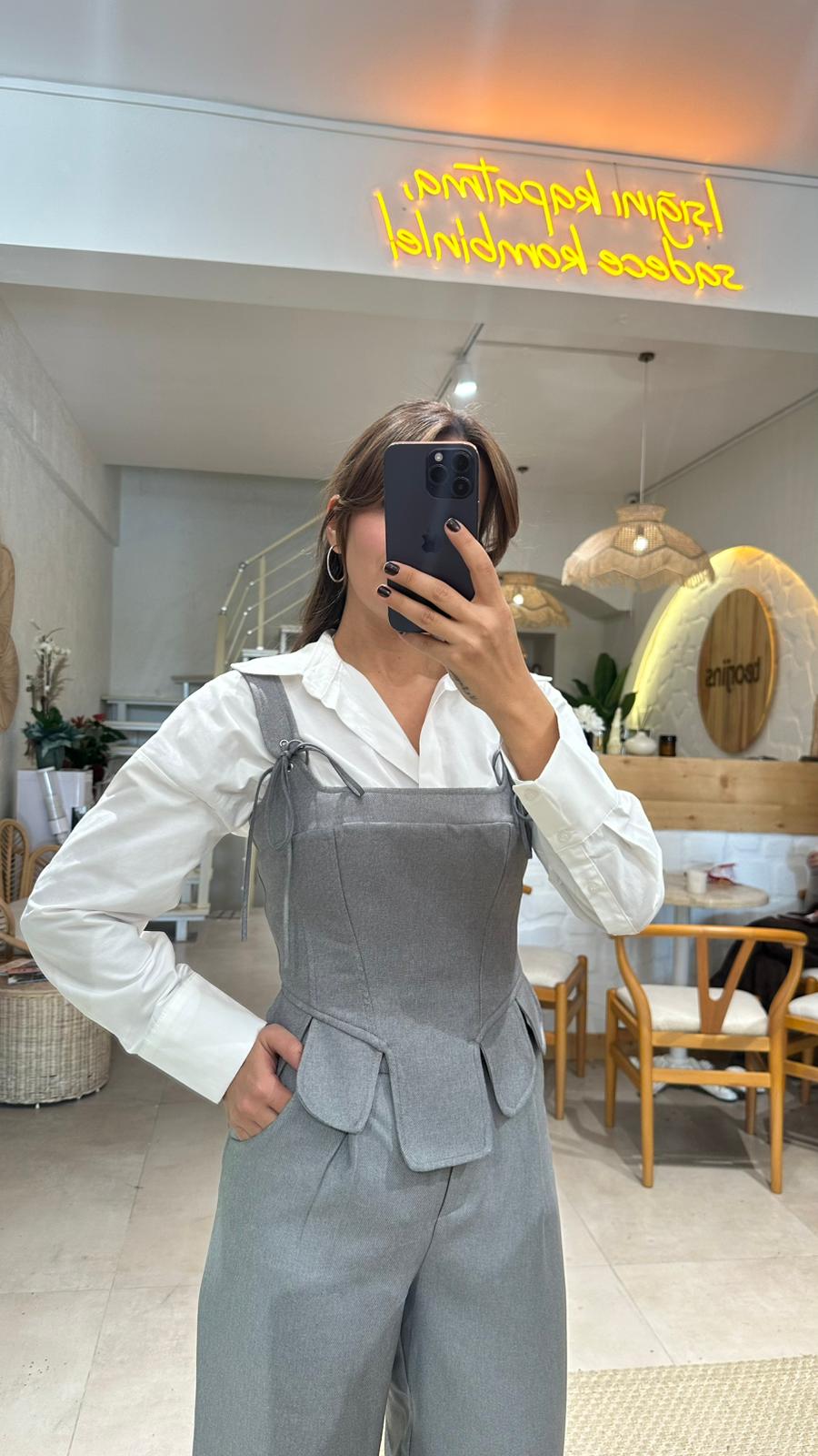 Askılı Bağlamalı Korse Bluz