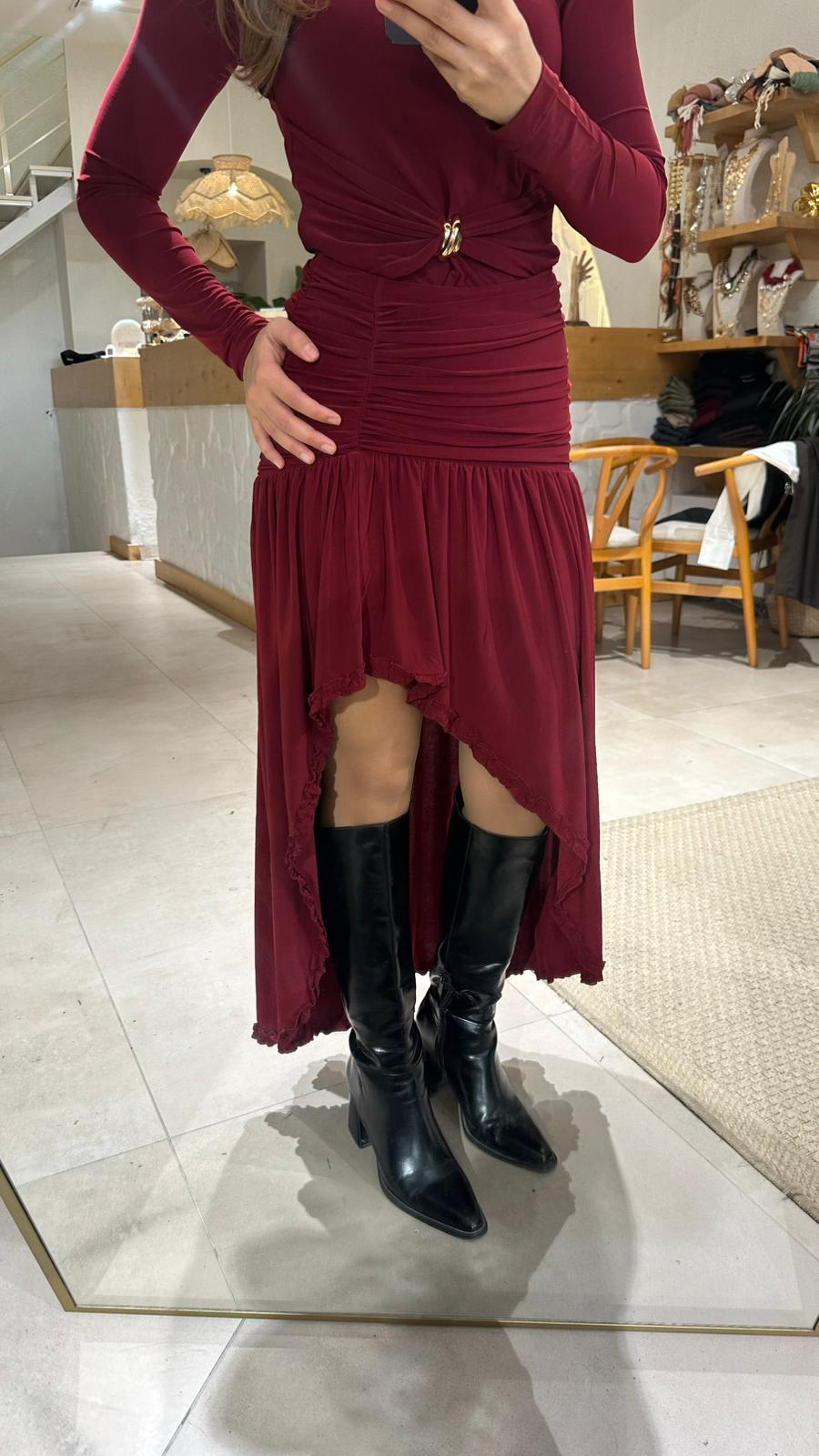 Fırfırlı Etek - BORDO
