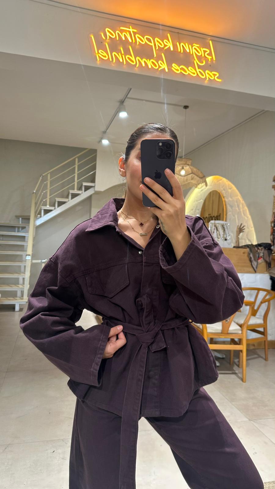 TROKLU DENİM TAKIM - MÜRDÜM