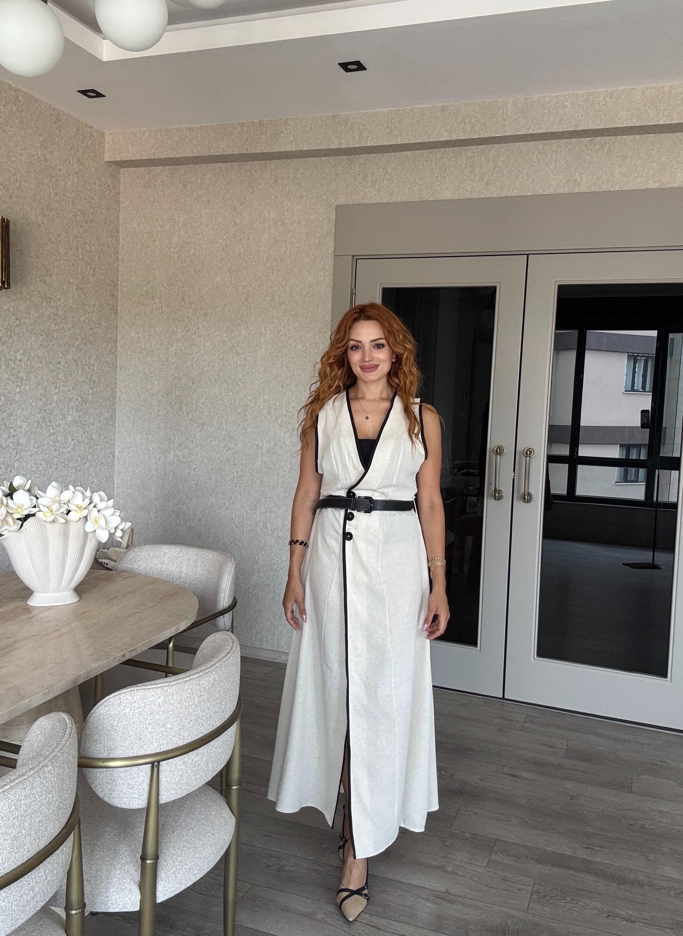 Zra Model Keten Kemerli Elbise