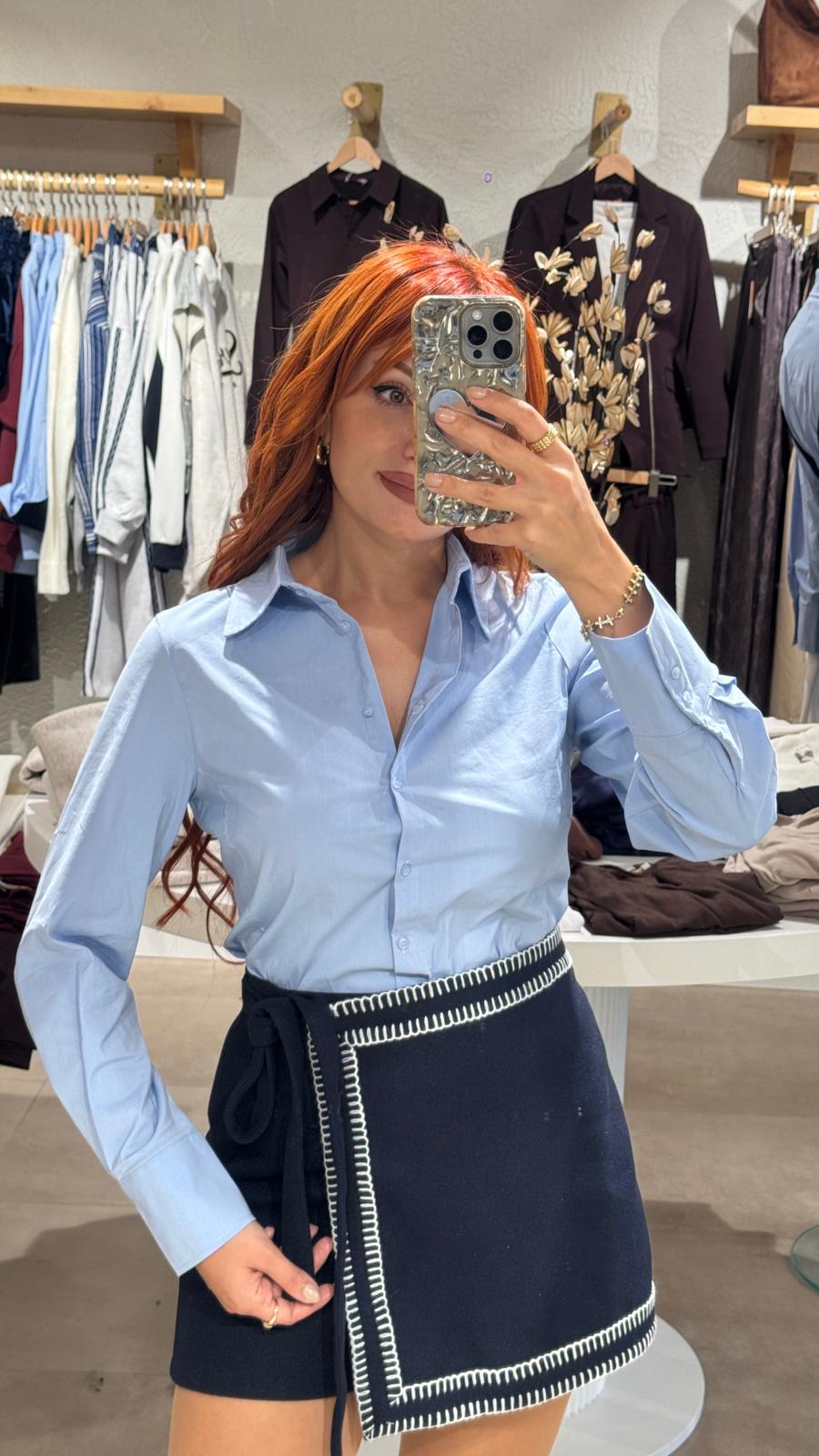 Beyaz Nakışlı Etek 