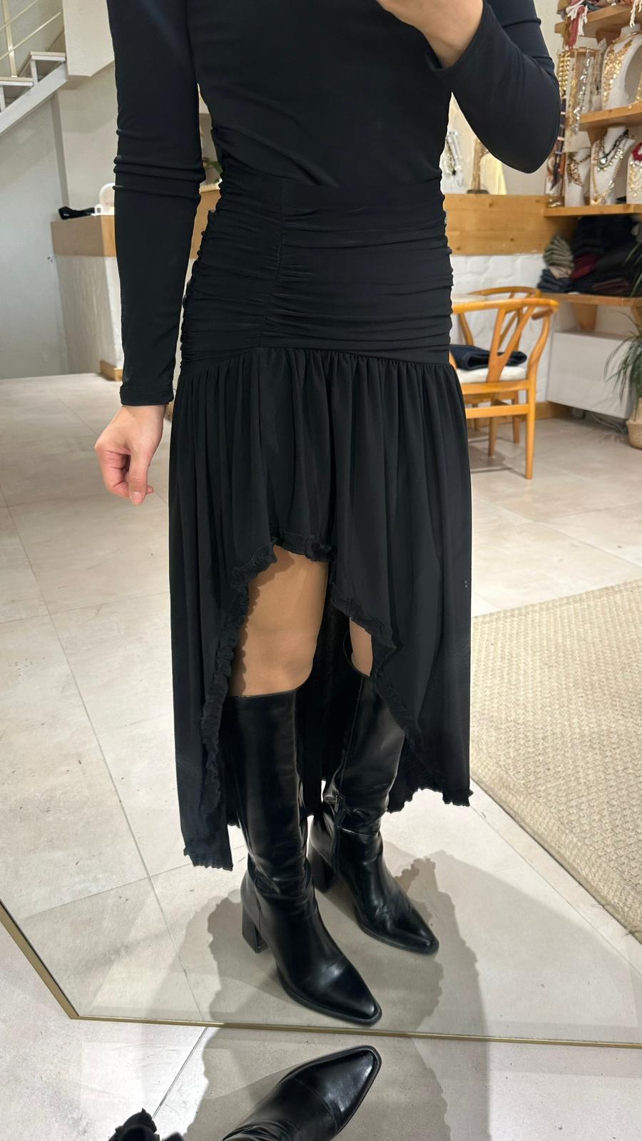 Fırfırlı Etek - siyah