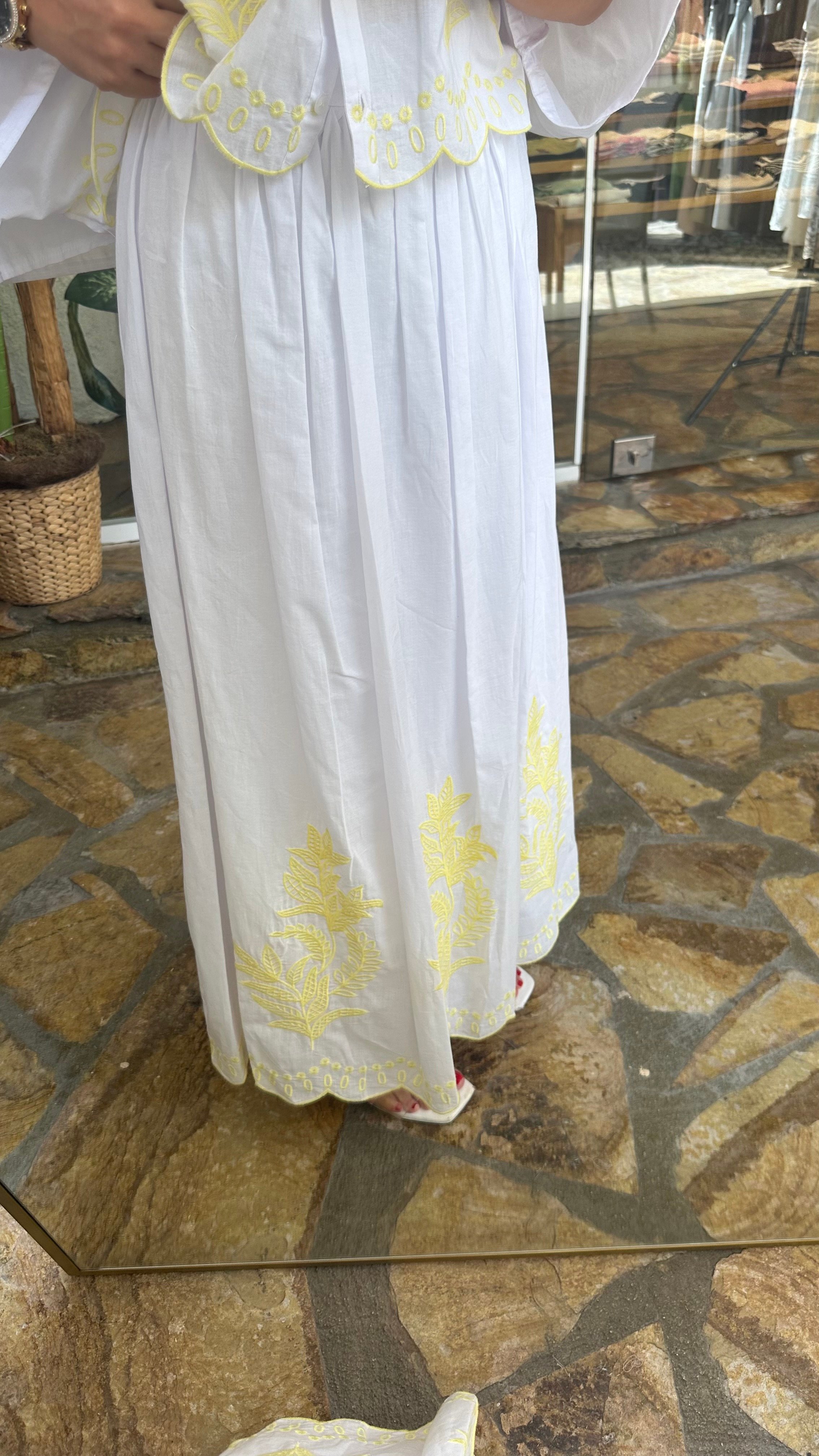 Bakış işlemeli kimono etek takım 