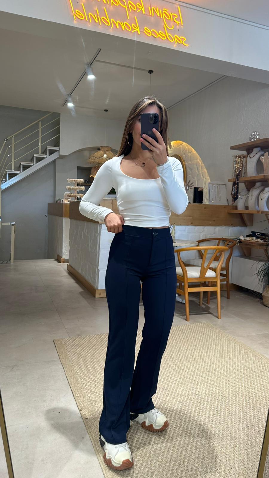 Nora Likralı Pantolon  - Lacivert