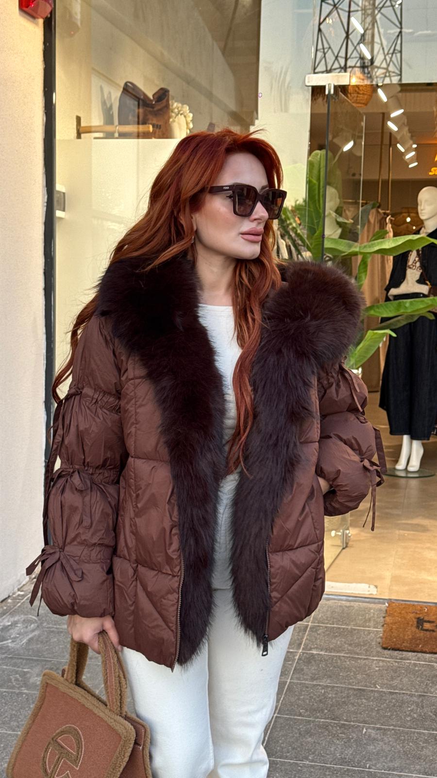 Kürk Detaylı Şişme Mont 