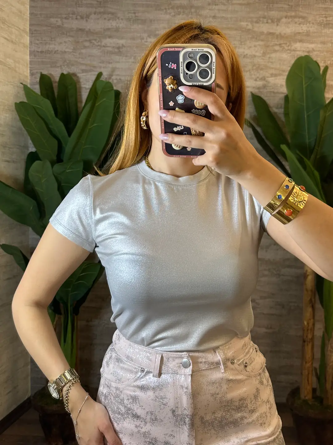 Cotton Jersey Hologram Print T-Shirt main image 1