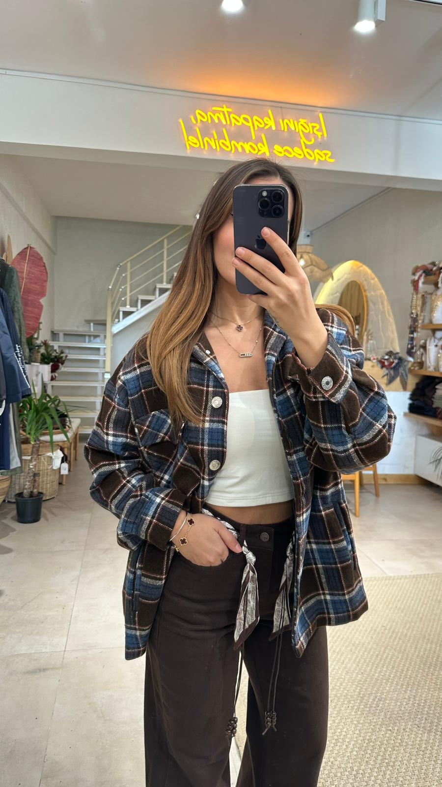 Ekose Ceket - lacivert