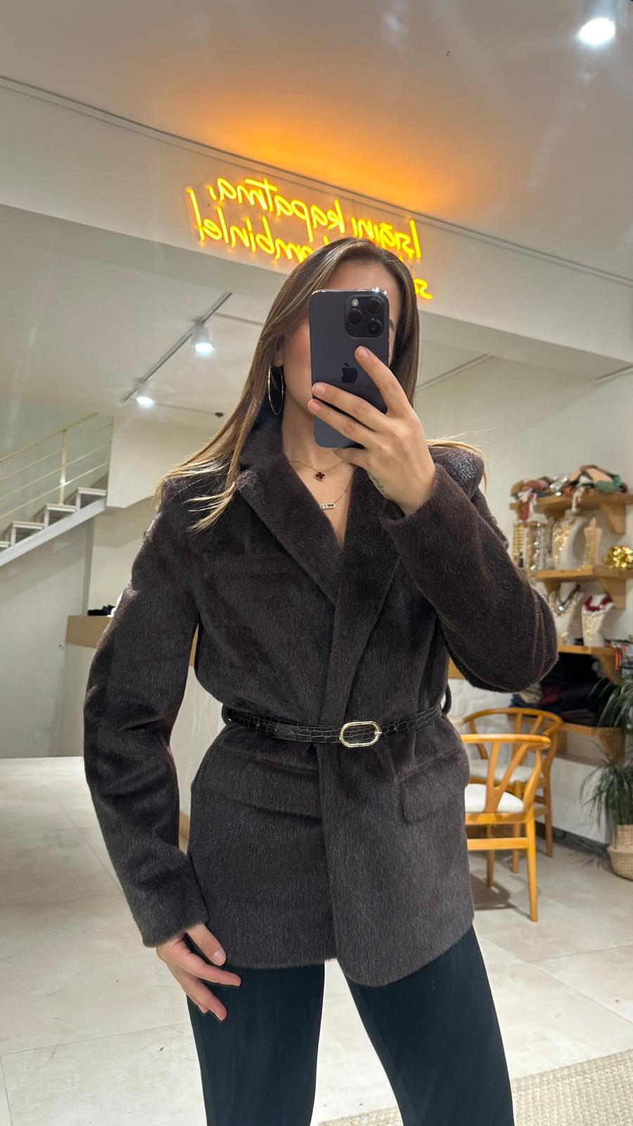 Peluşlu Ceket - kahverengi