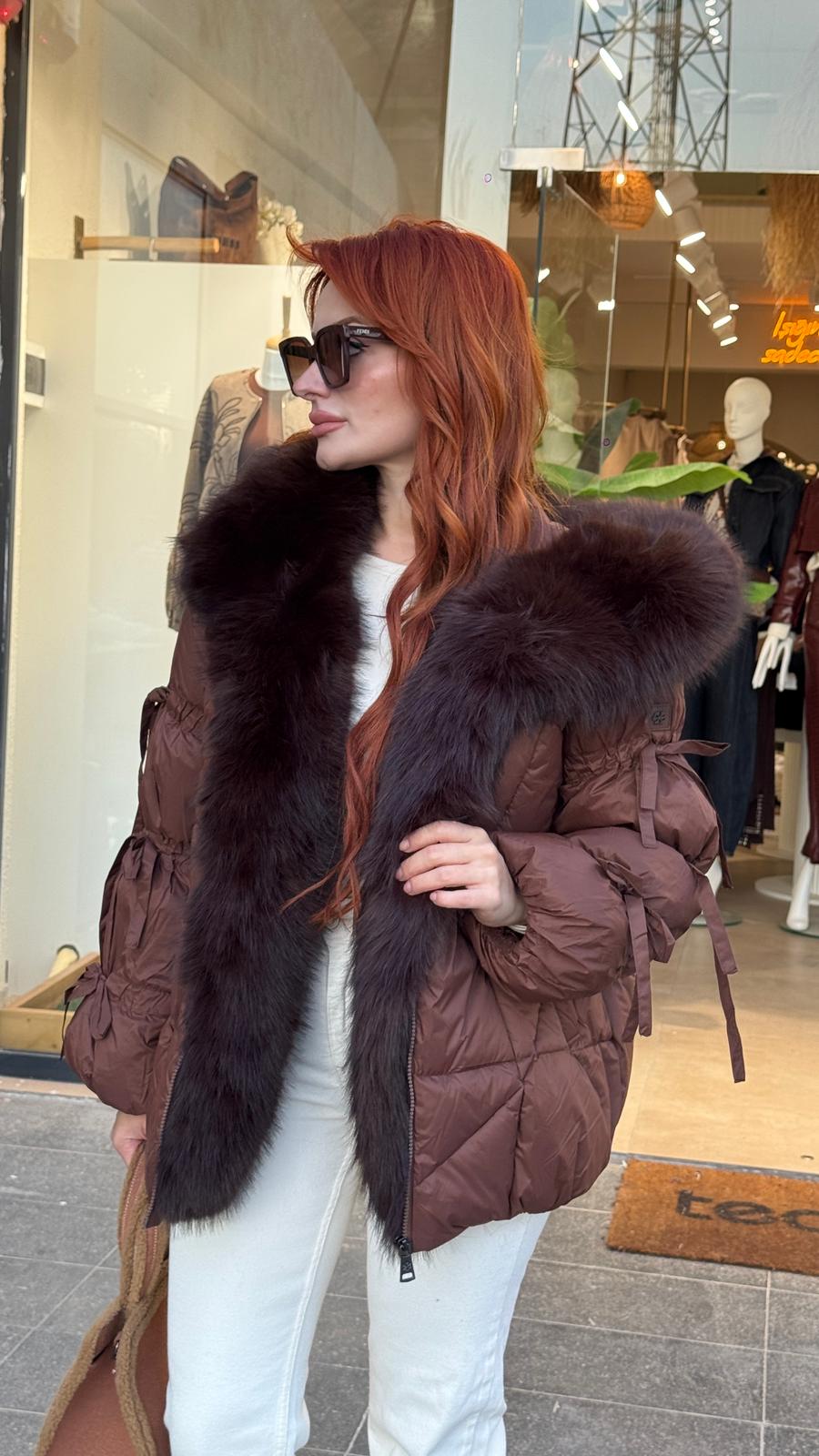 Kürk Detaylı Şişme Mont 