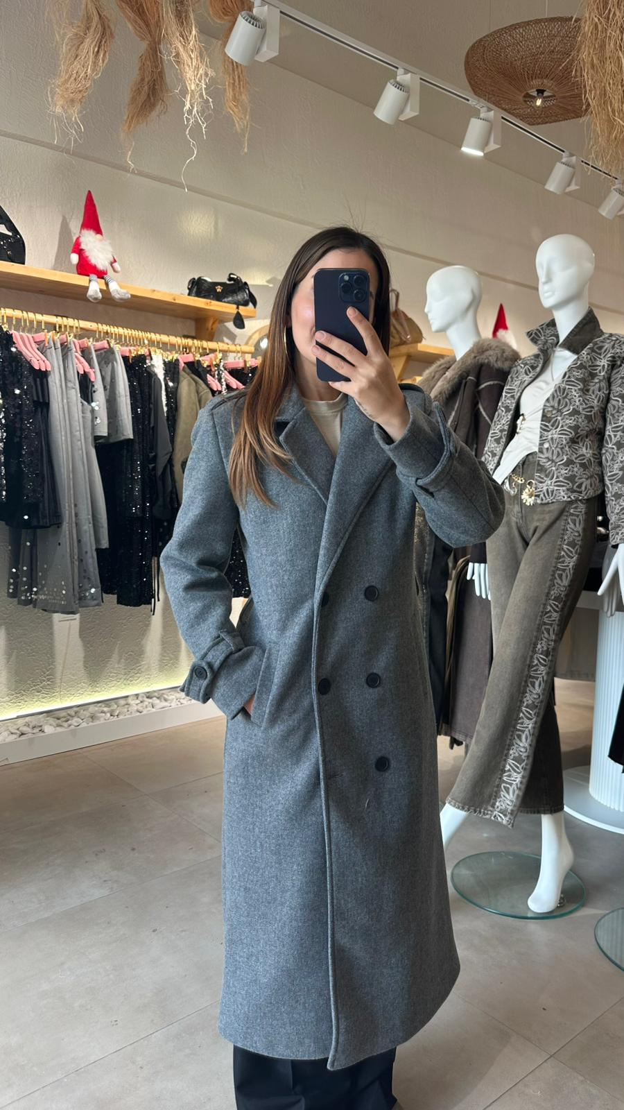 İçi Astarlı Uzun Kaşe Kaban