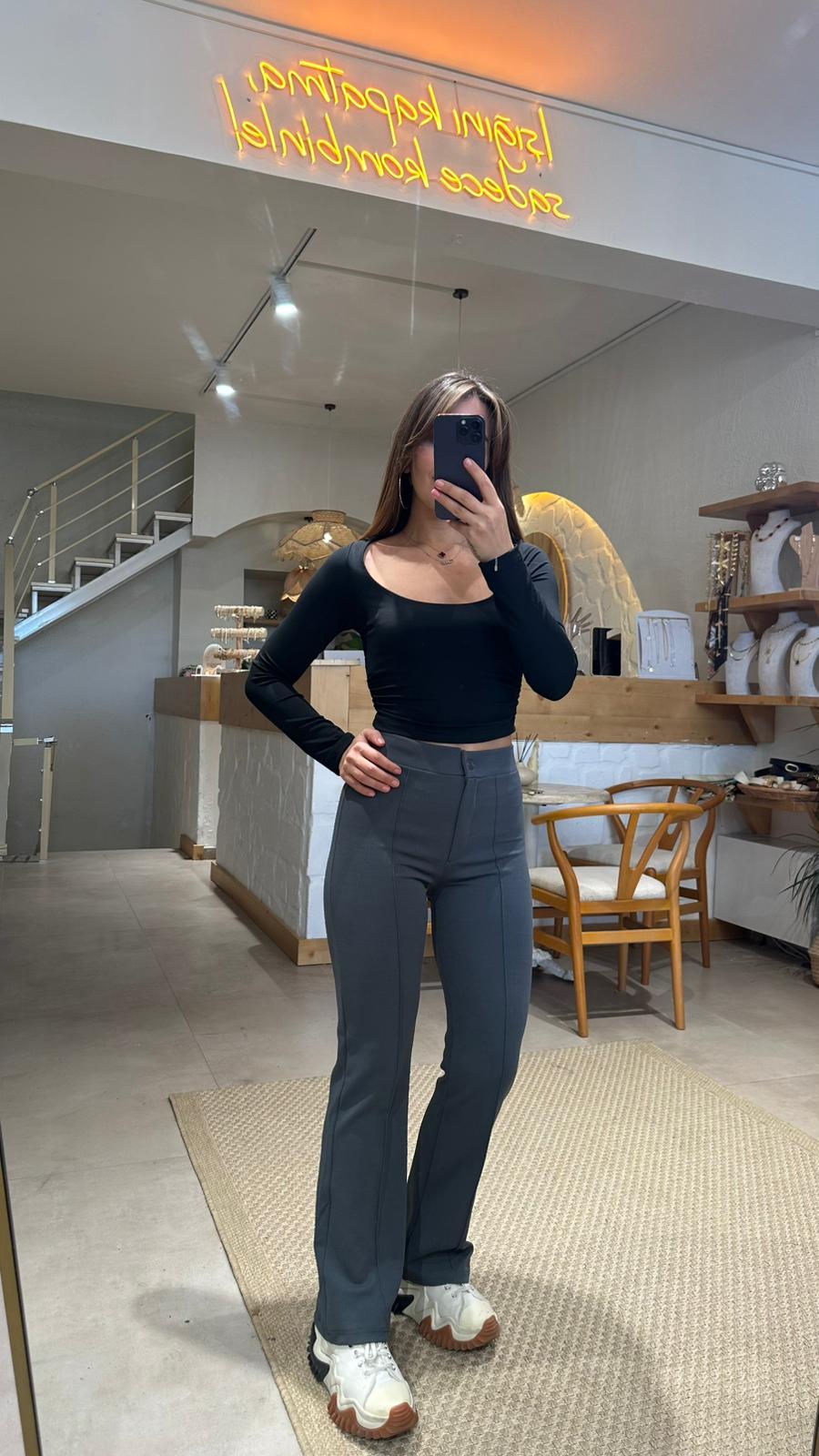 Nora Likralı Pantolon  - antrasit