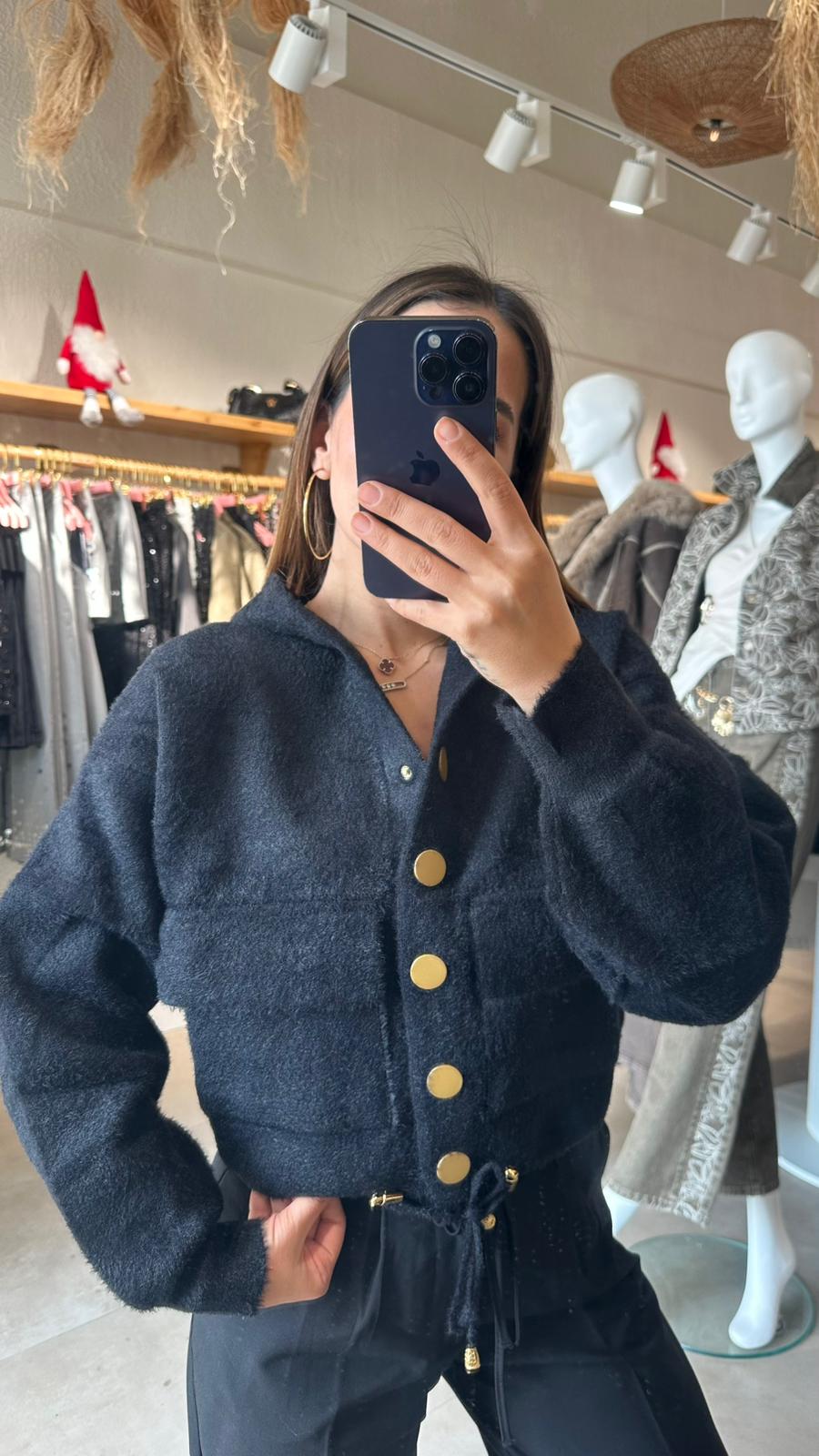 Gold Düğmeli Ceket - siyah