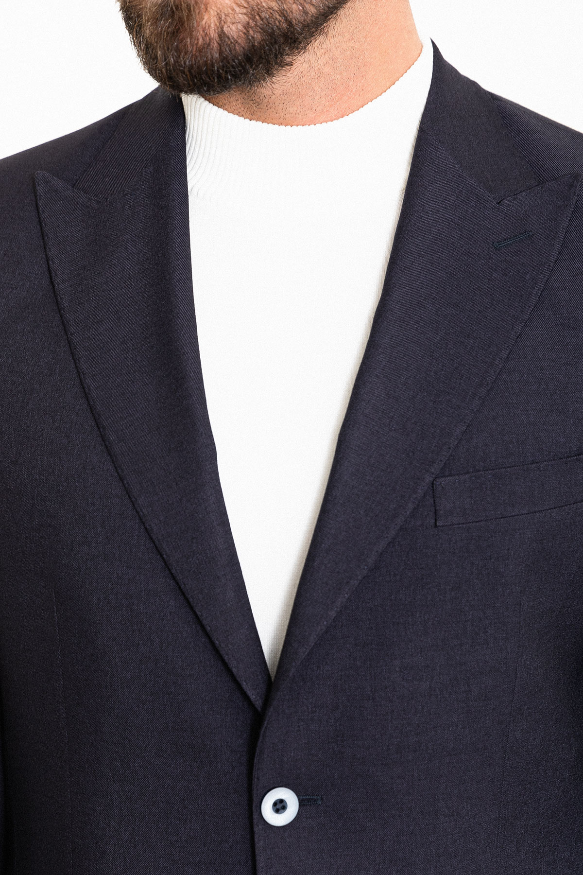 Düz Slim Fit Geniş Yaka Yün Erkek Ceket