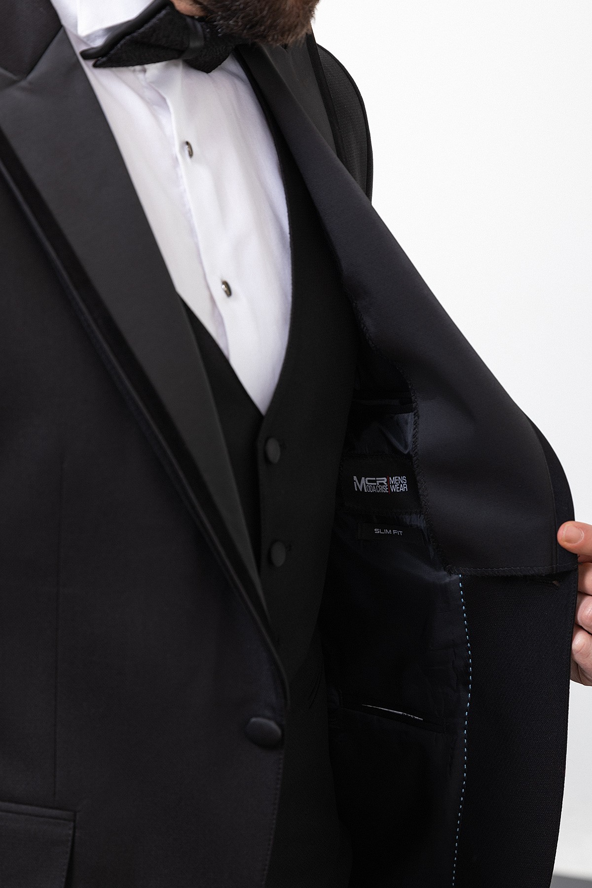 Düz Slim Fit Geniş Yaka Erkek Damatlık