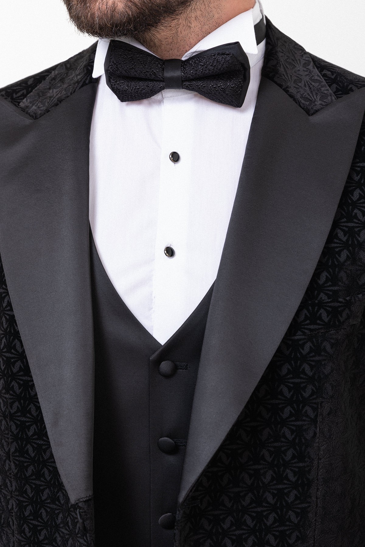 Desenli Slim Fit Geniş Yaka Kadife Erkek Damatlık