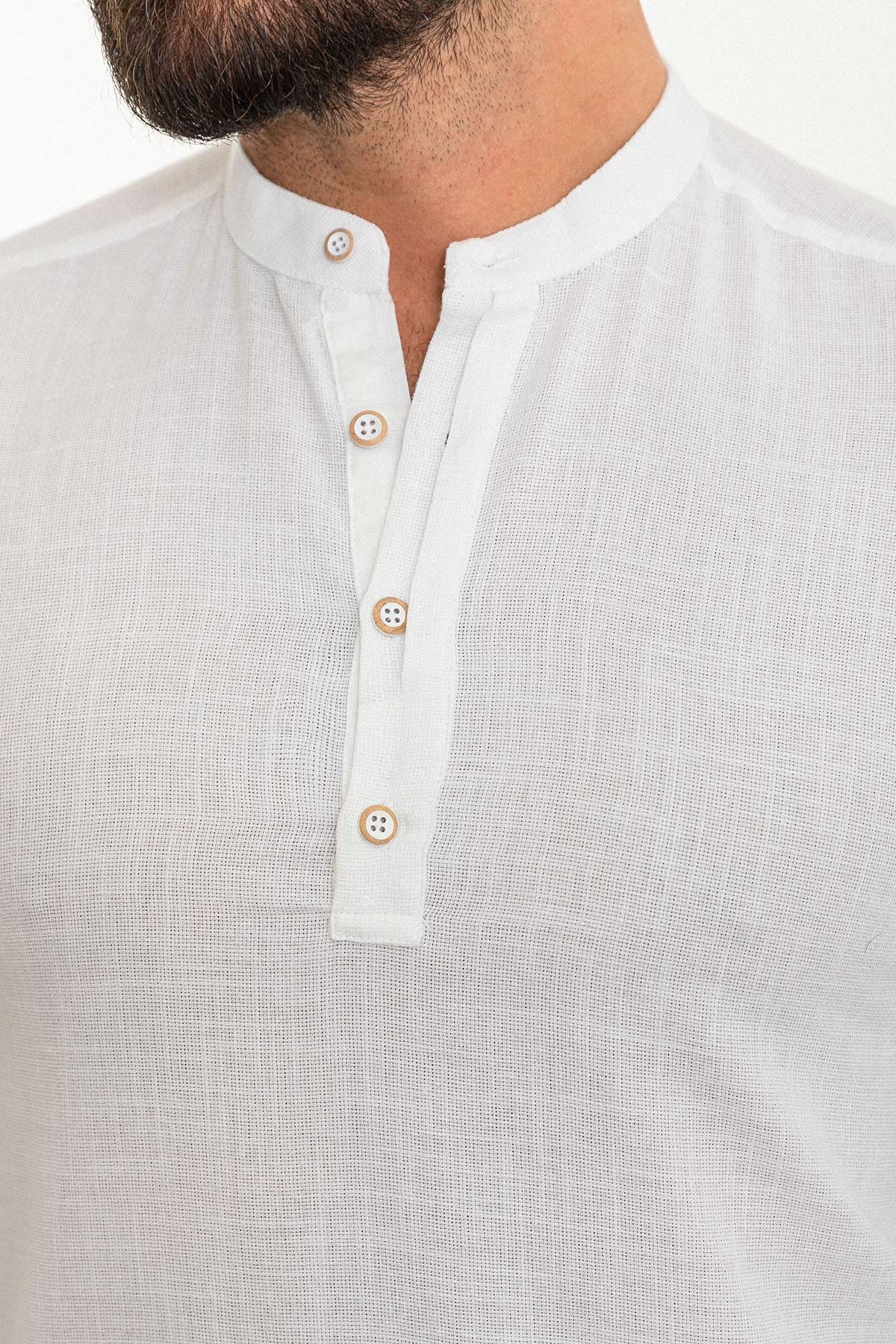 Desenli Slim Fit Hakim Yaka Uzun Kollu Erkek Gömlek